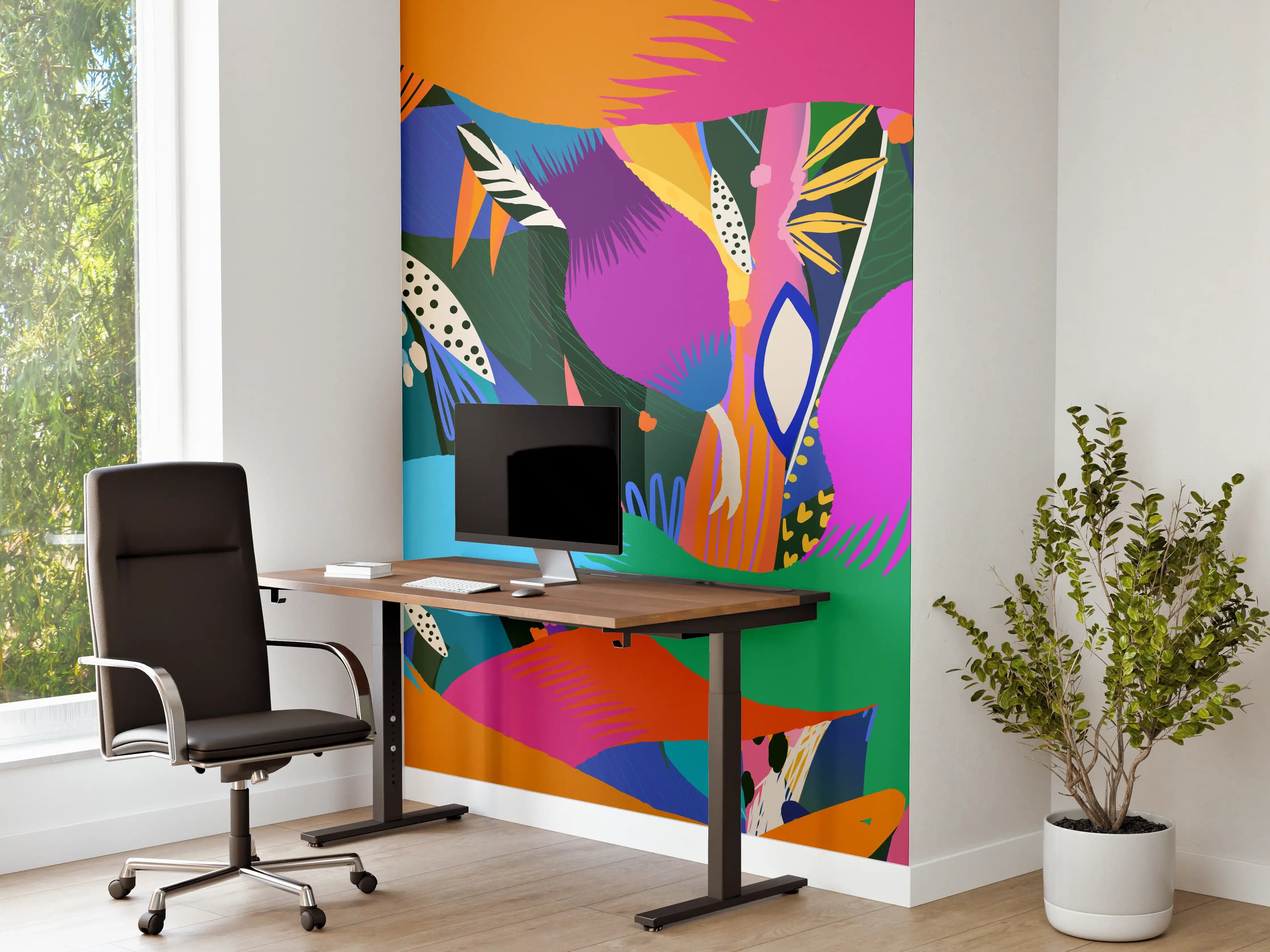 Büro Wandgestaltung - Bunte Tropische Schlangen-Illustration