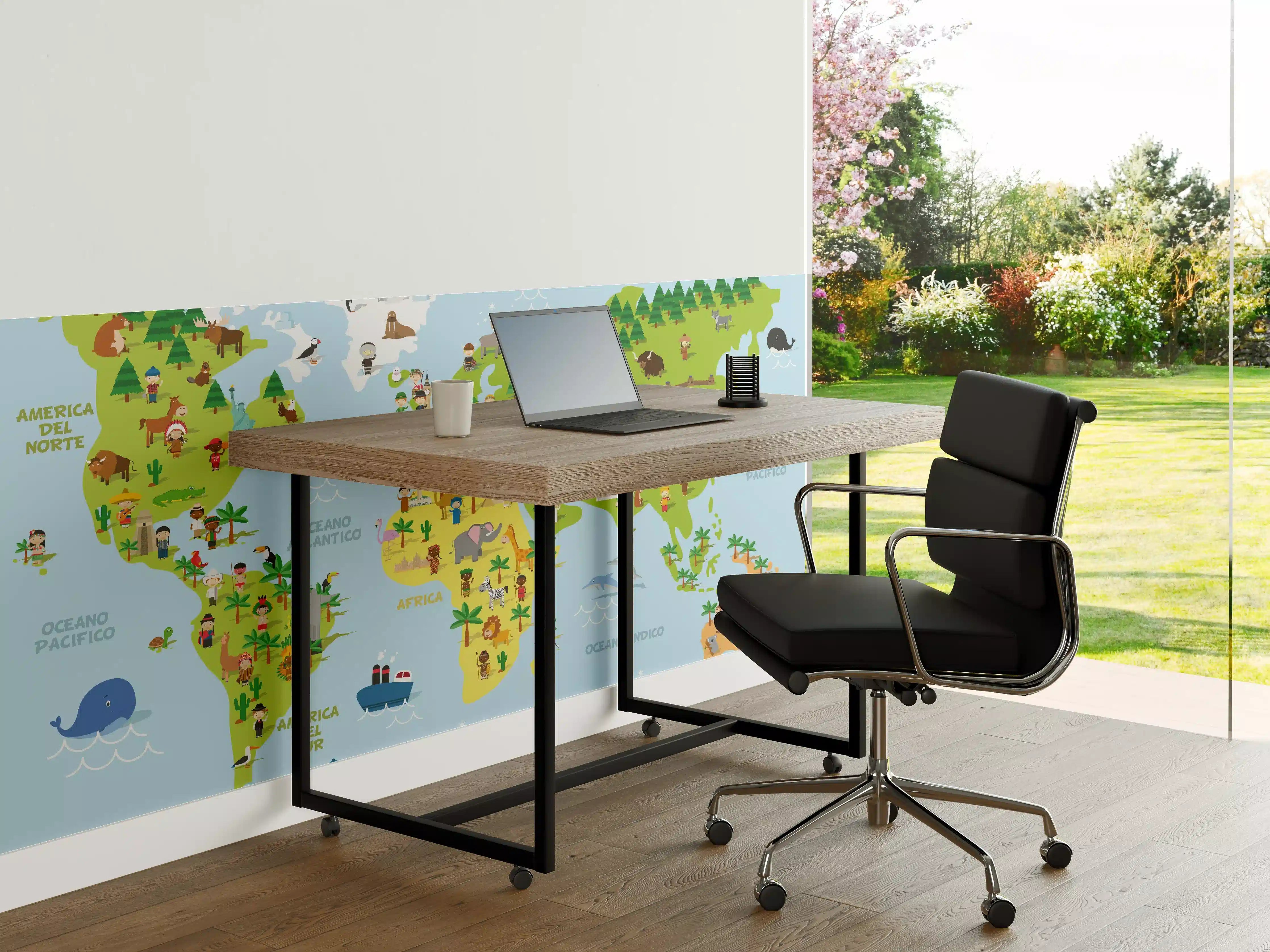 Büro Wandgestaltung - Bunte Weltkarte Illustration