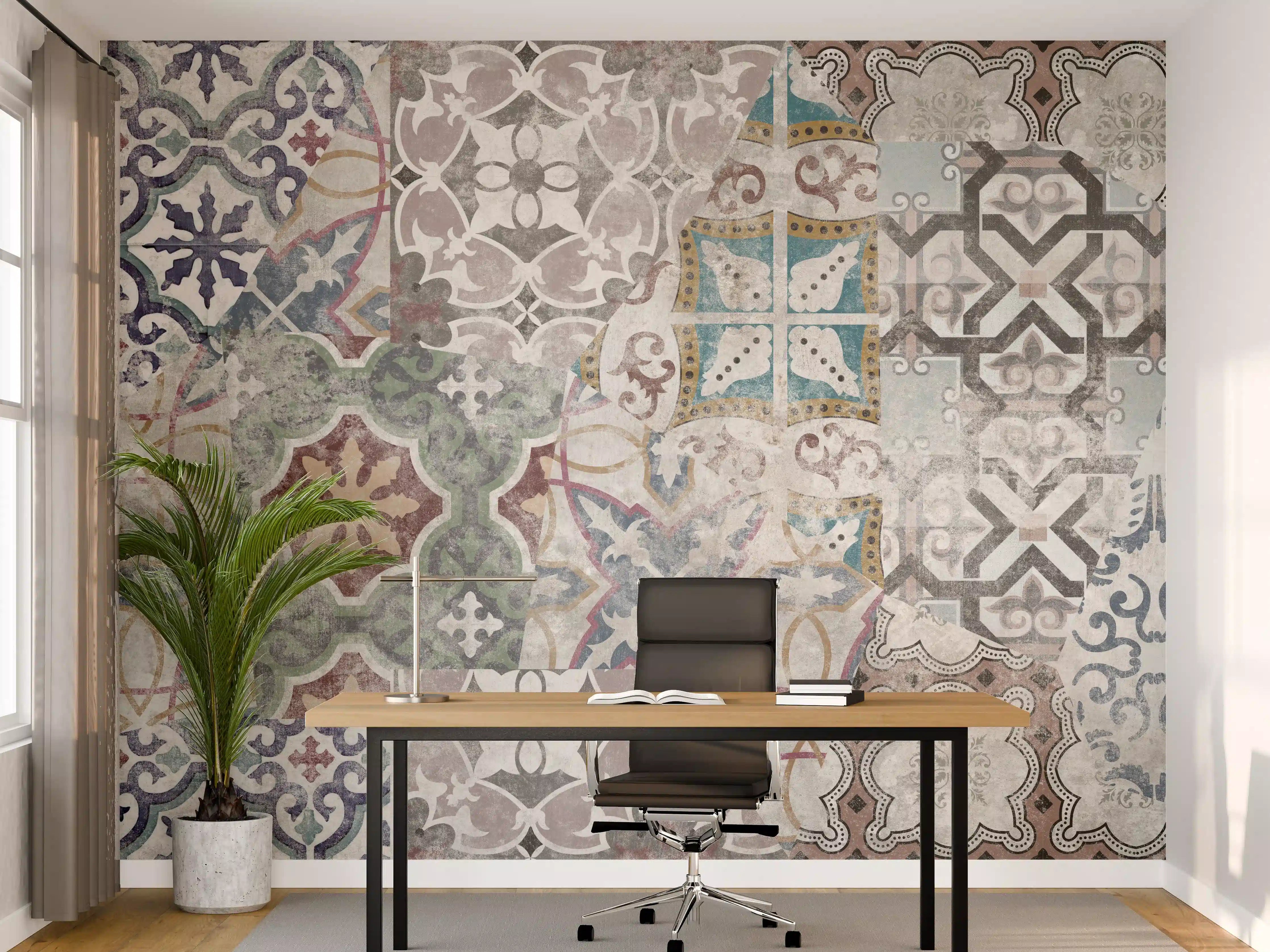 Büro Wandgestaltung - Bunte alte Retro-Wand Fliesen