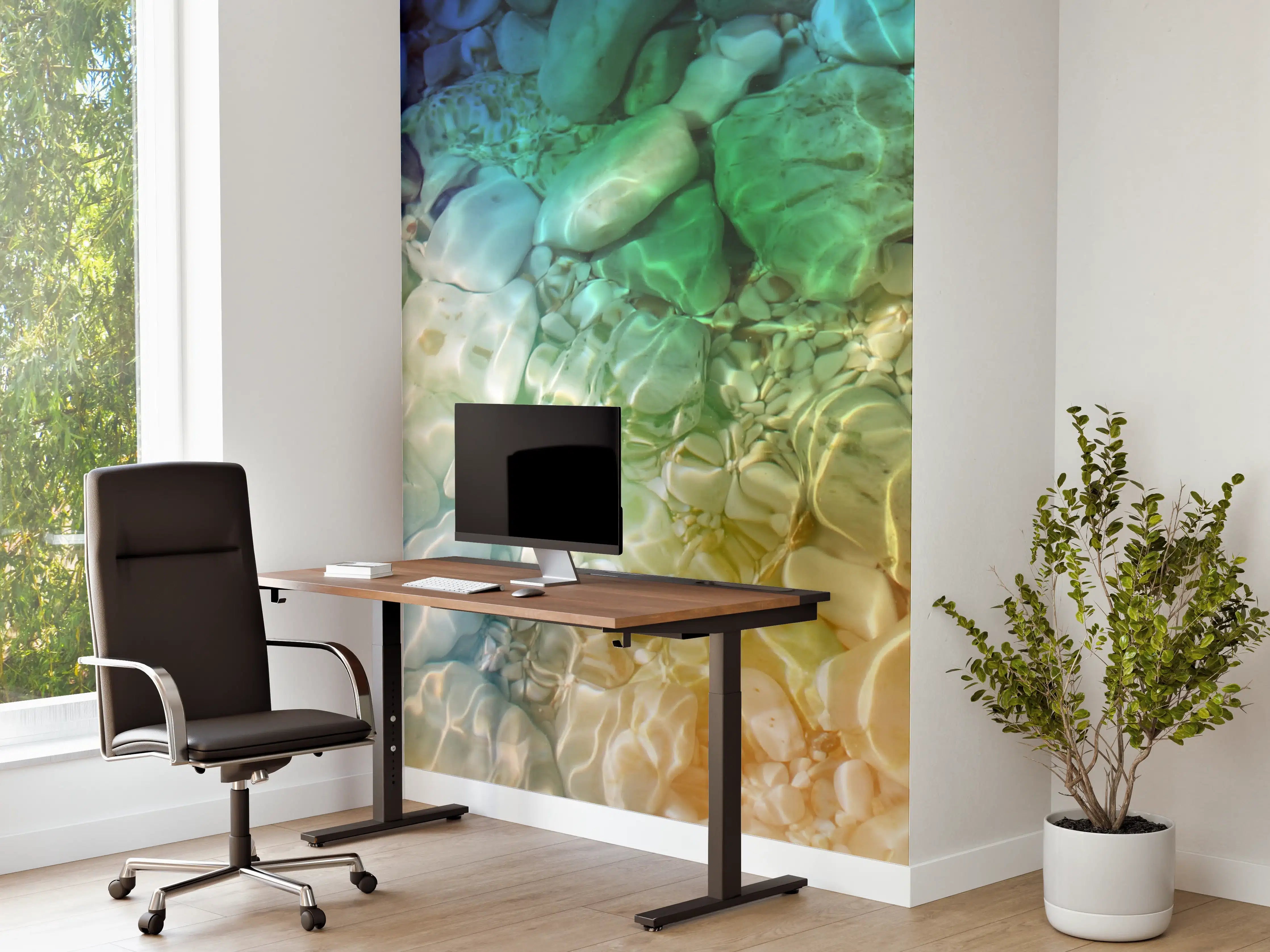 Büro Wandgestaltung - Bunte aquarellartige Wasser- und Edelsteinstruktur