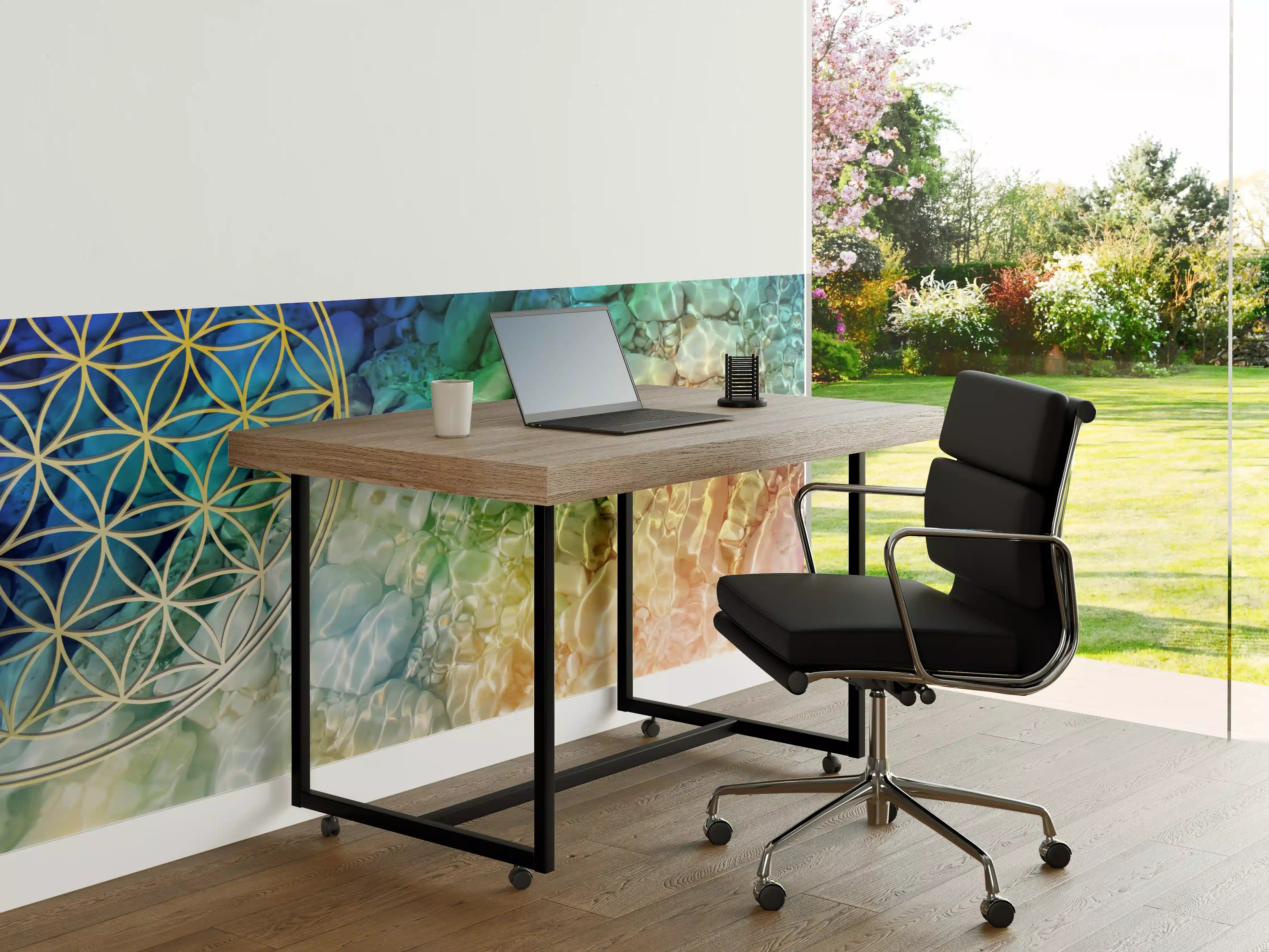 Büro Wandgestaltung - Bunte aquarellartige Wasser- und Edelsteinstruktur