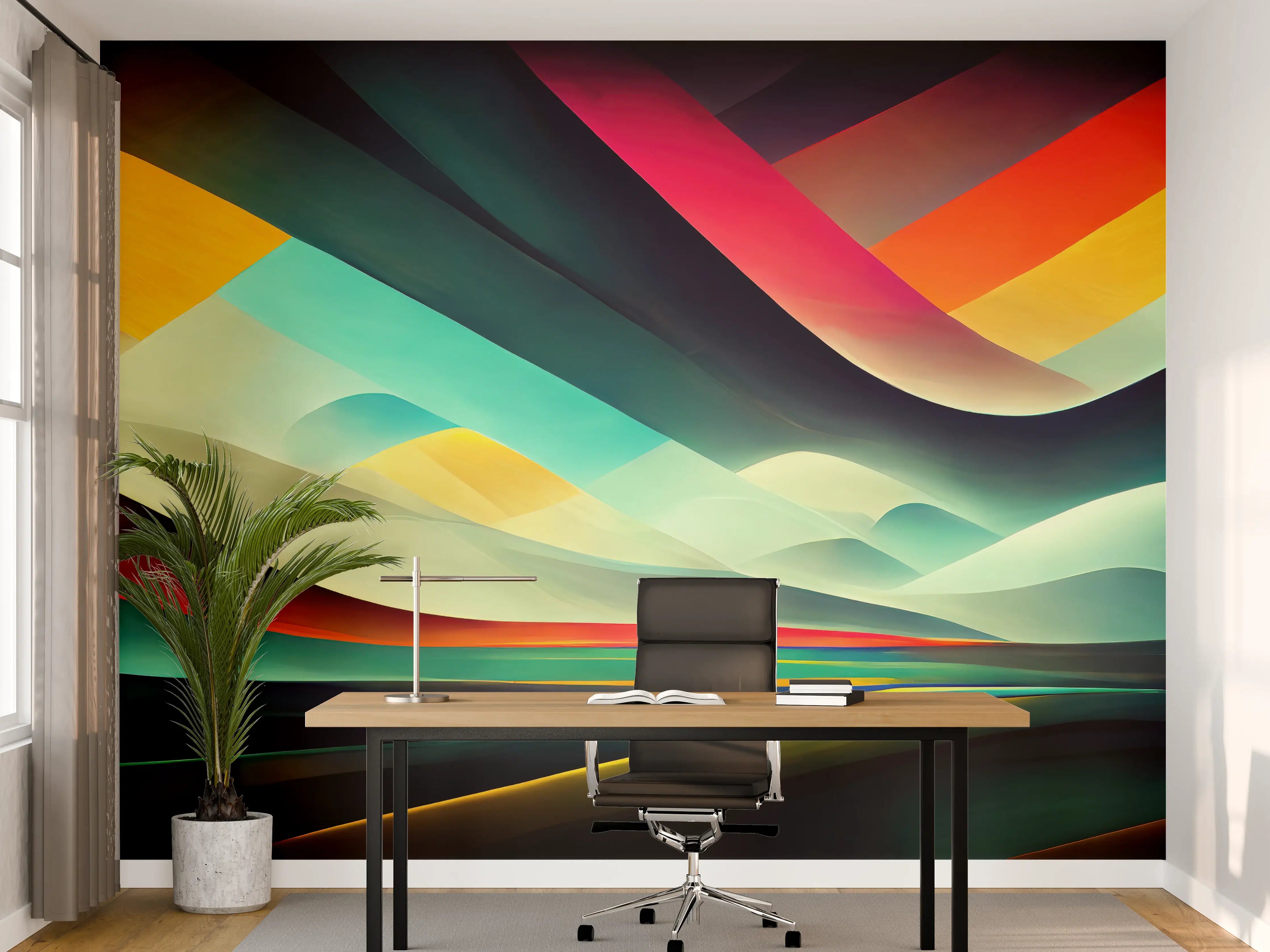 Büro Wandgestaltung - Bunte dynamische Linien Textur