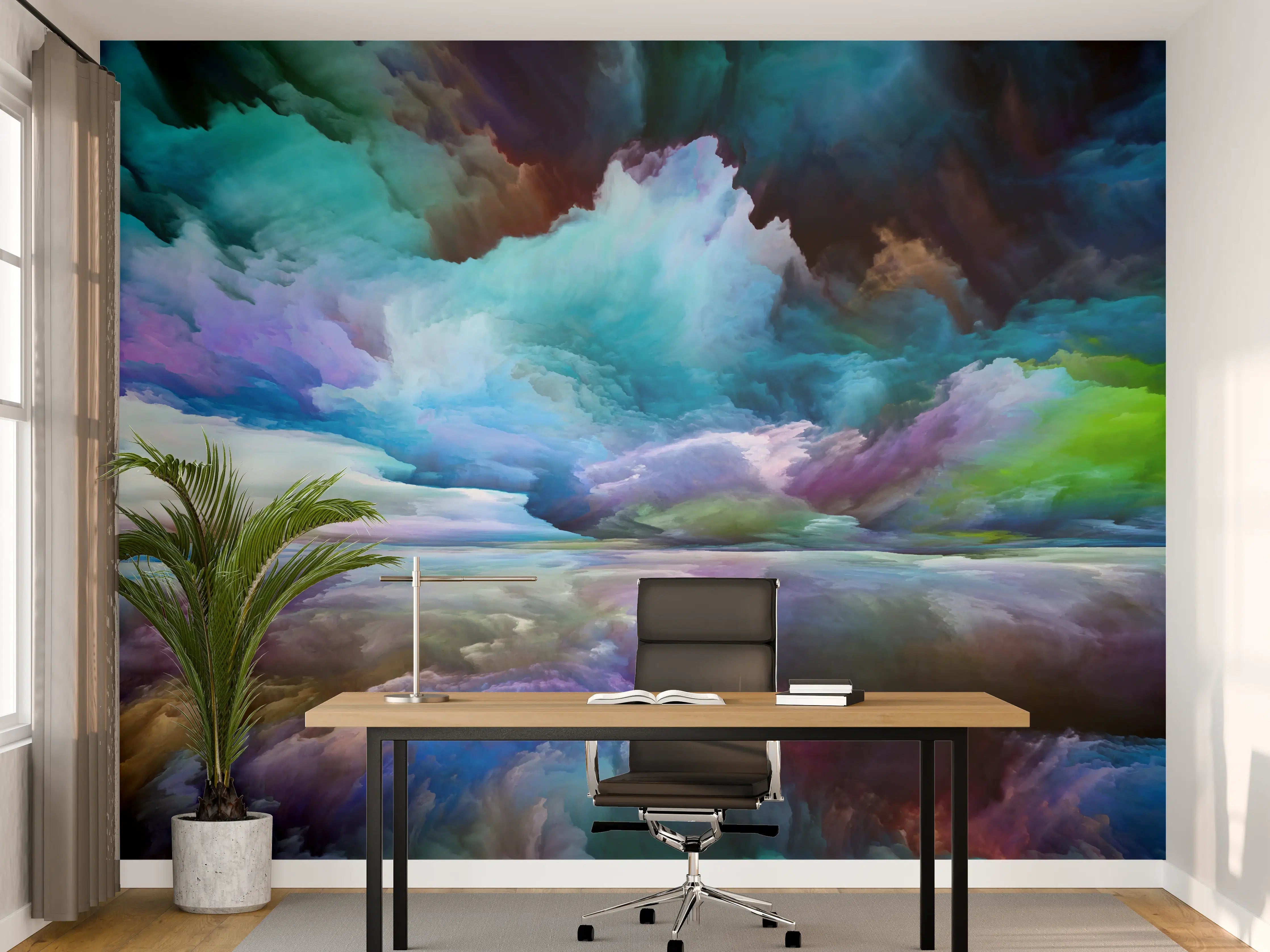 Büro Wandgestaltung - Bunter Fantasy Himmel