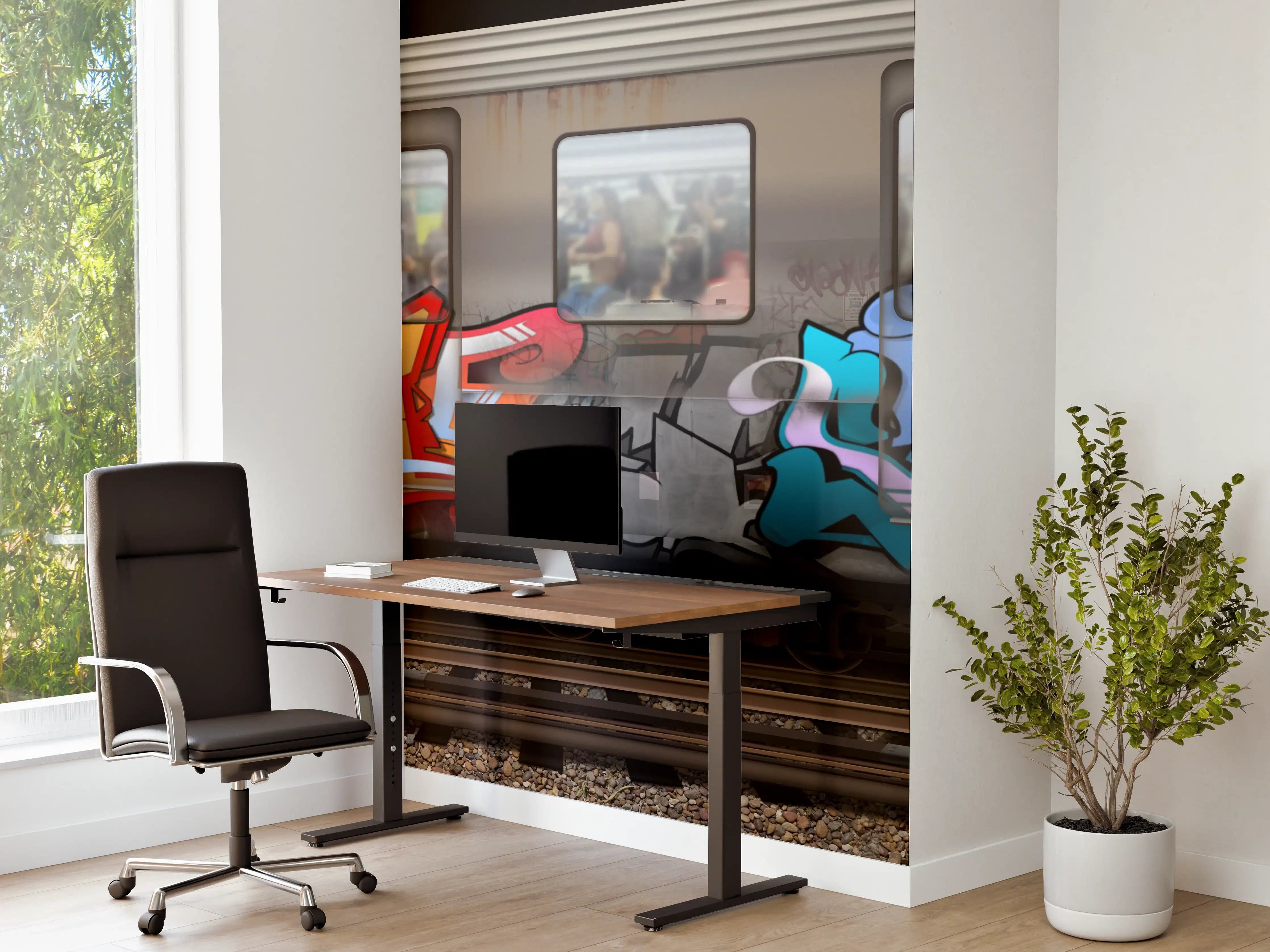 Büro Wandgestaltung - Bunter Graffiti-Zug Kunstwerk