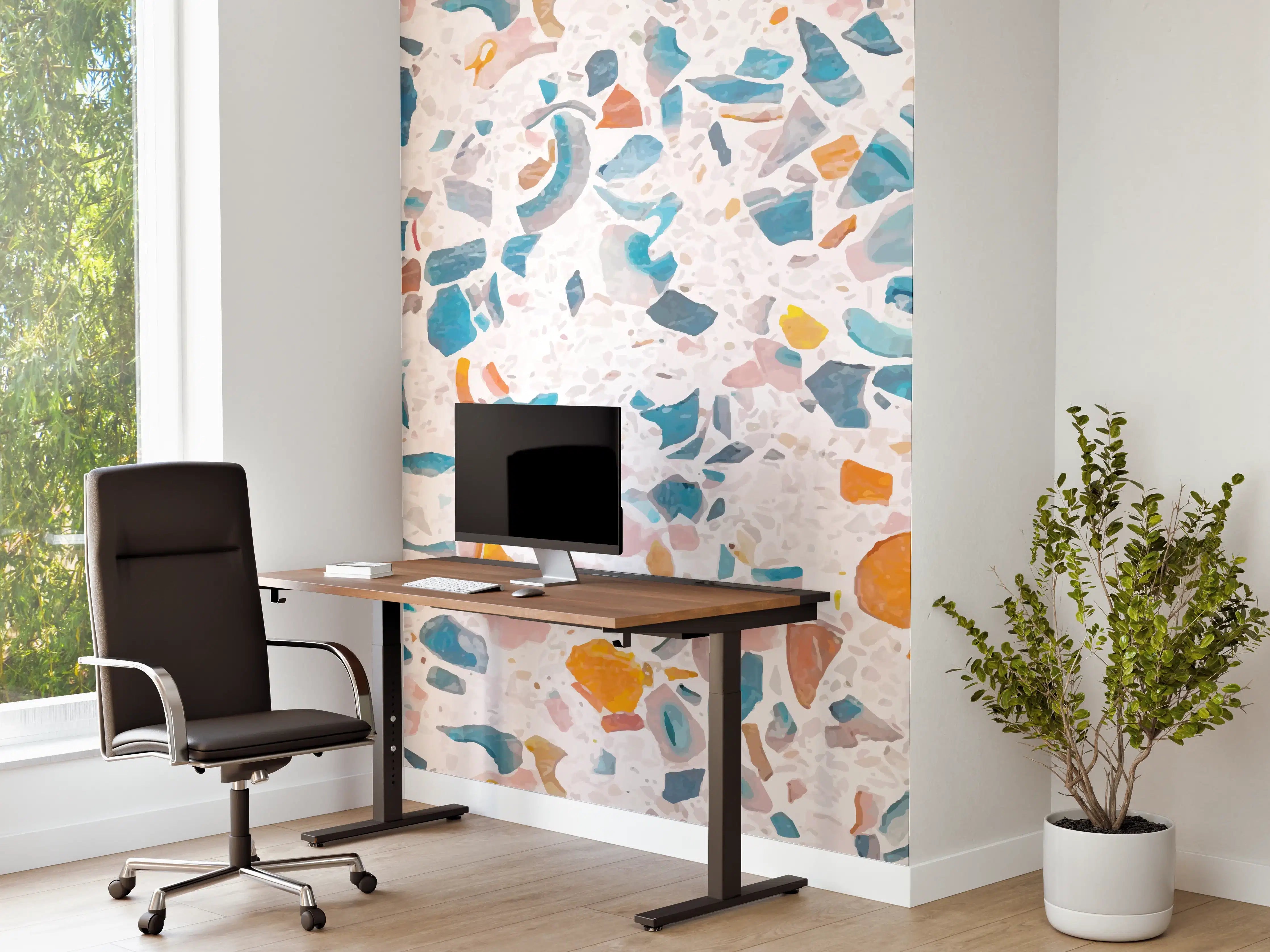 Büro Wandgestaltung - Bunter Terrazzo Designbelag