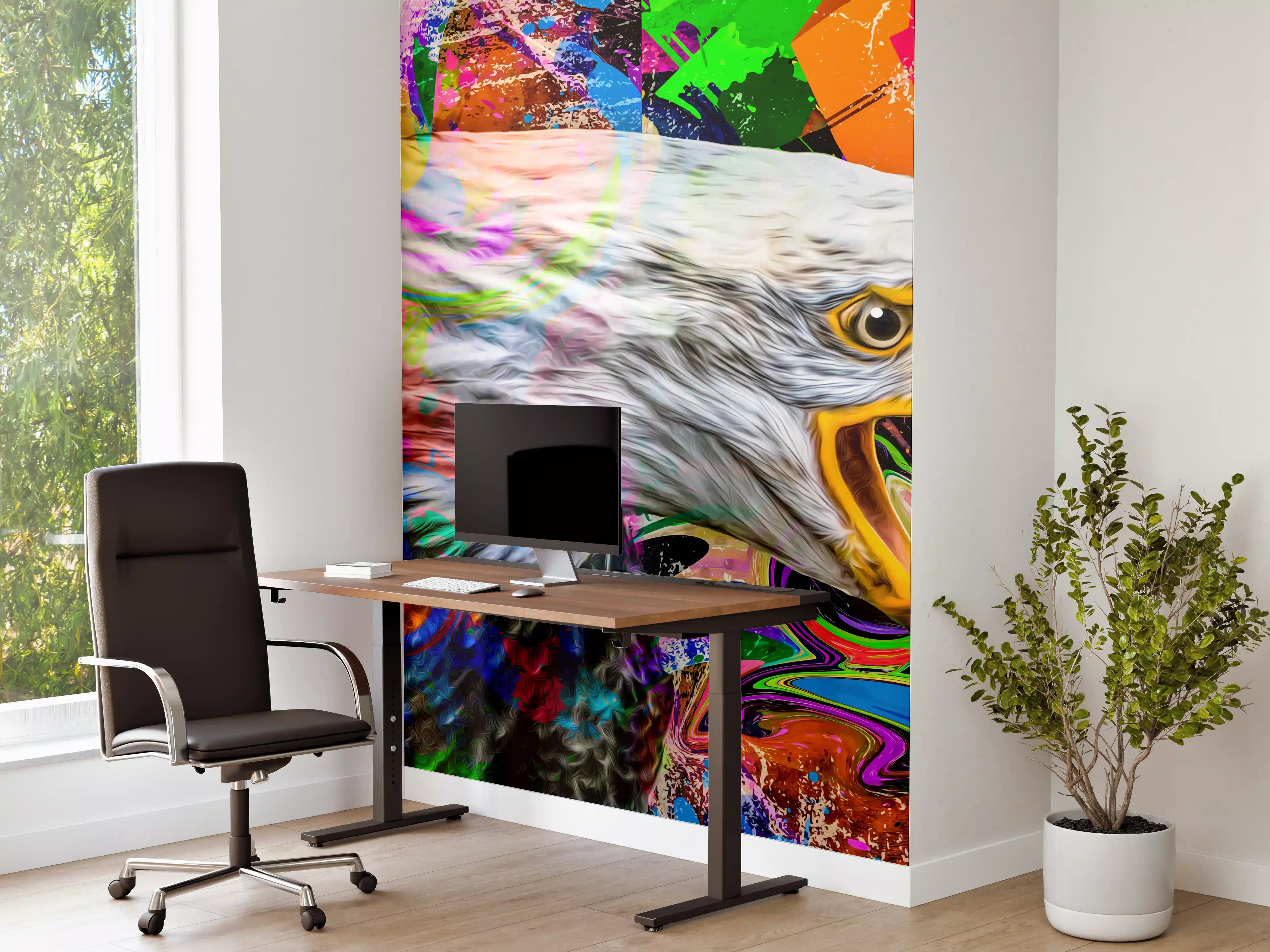 Büro Wandgestaltung - Bunter abstrakter Adlerkopf