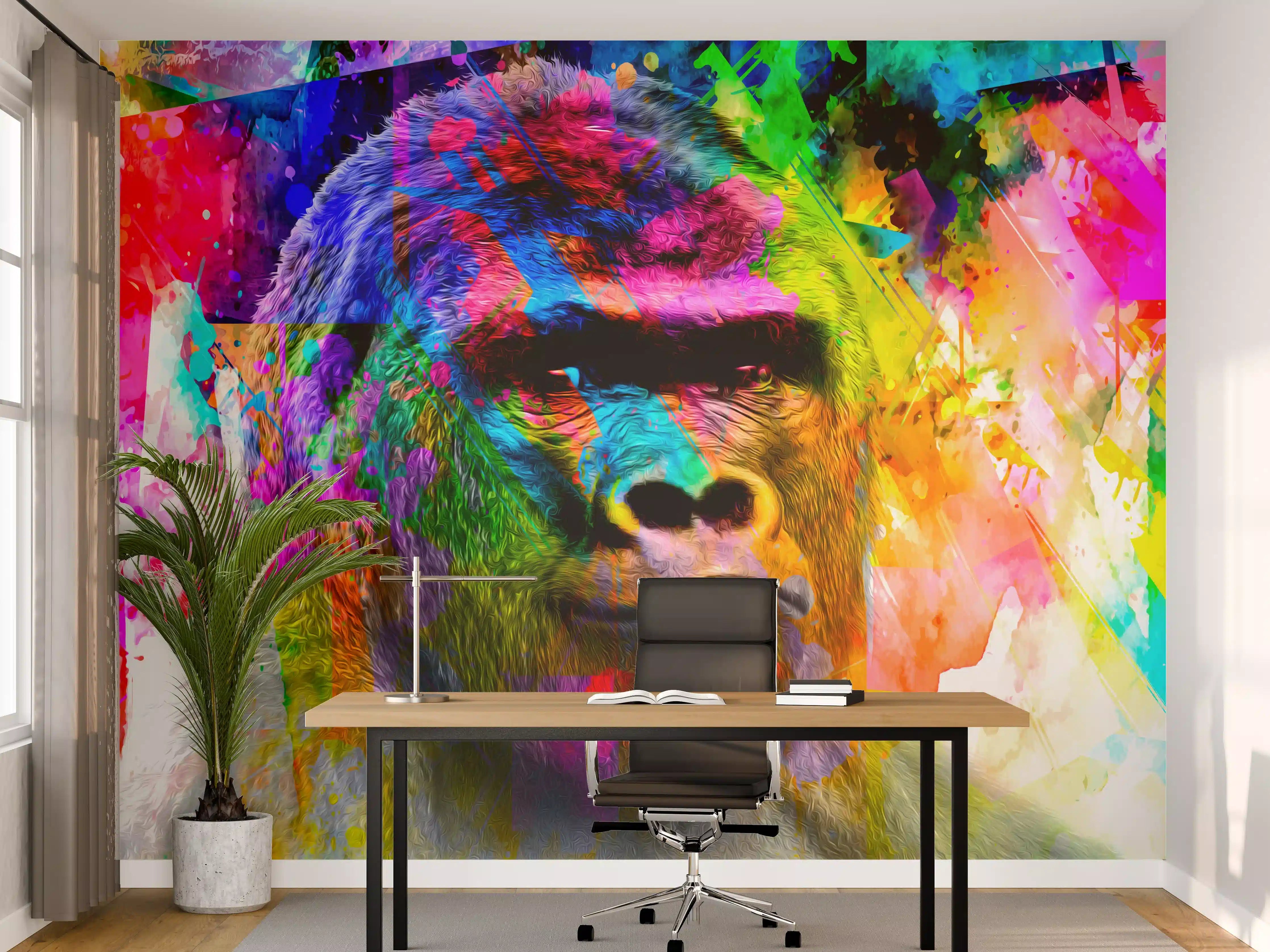 Büro Wandgestaltung - Bunter abstrakter Gorillakopf