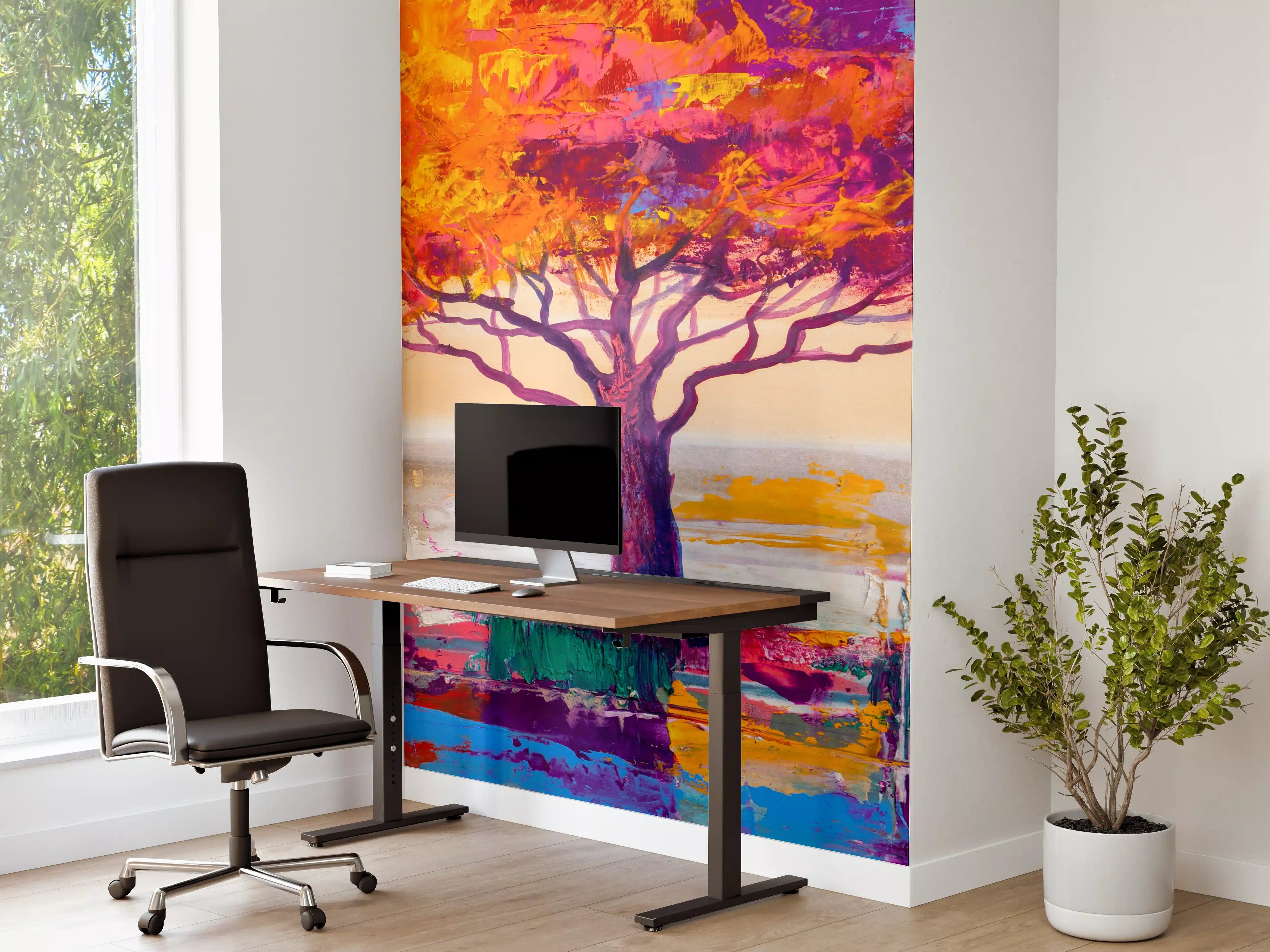Büro Wandgestaltung - Bunter einzelner Baum - Ölgemälde