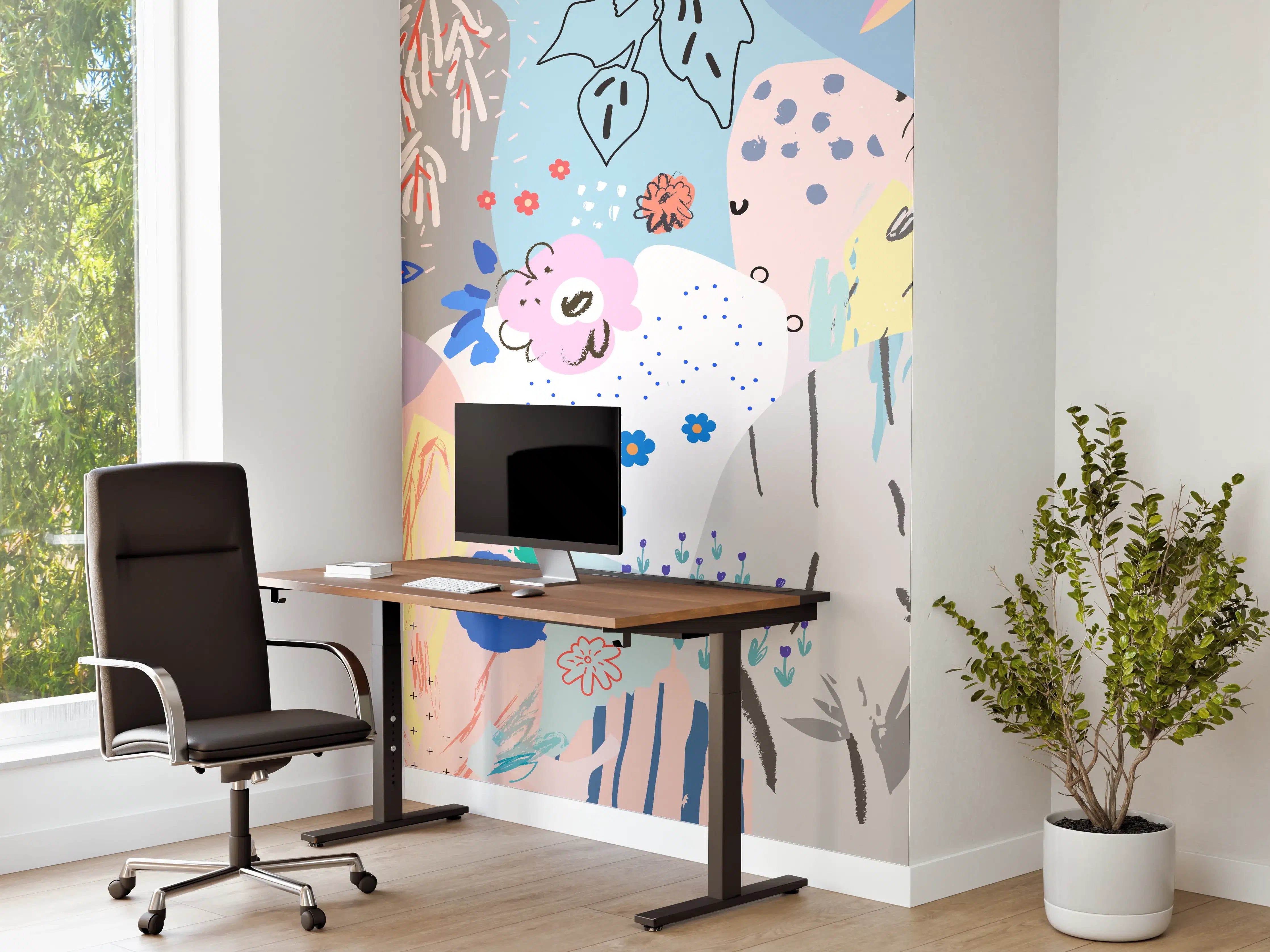 Büro Wandgestaltung - Buntes Abstraktes Blumenmuster