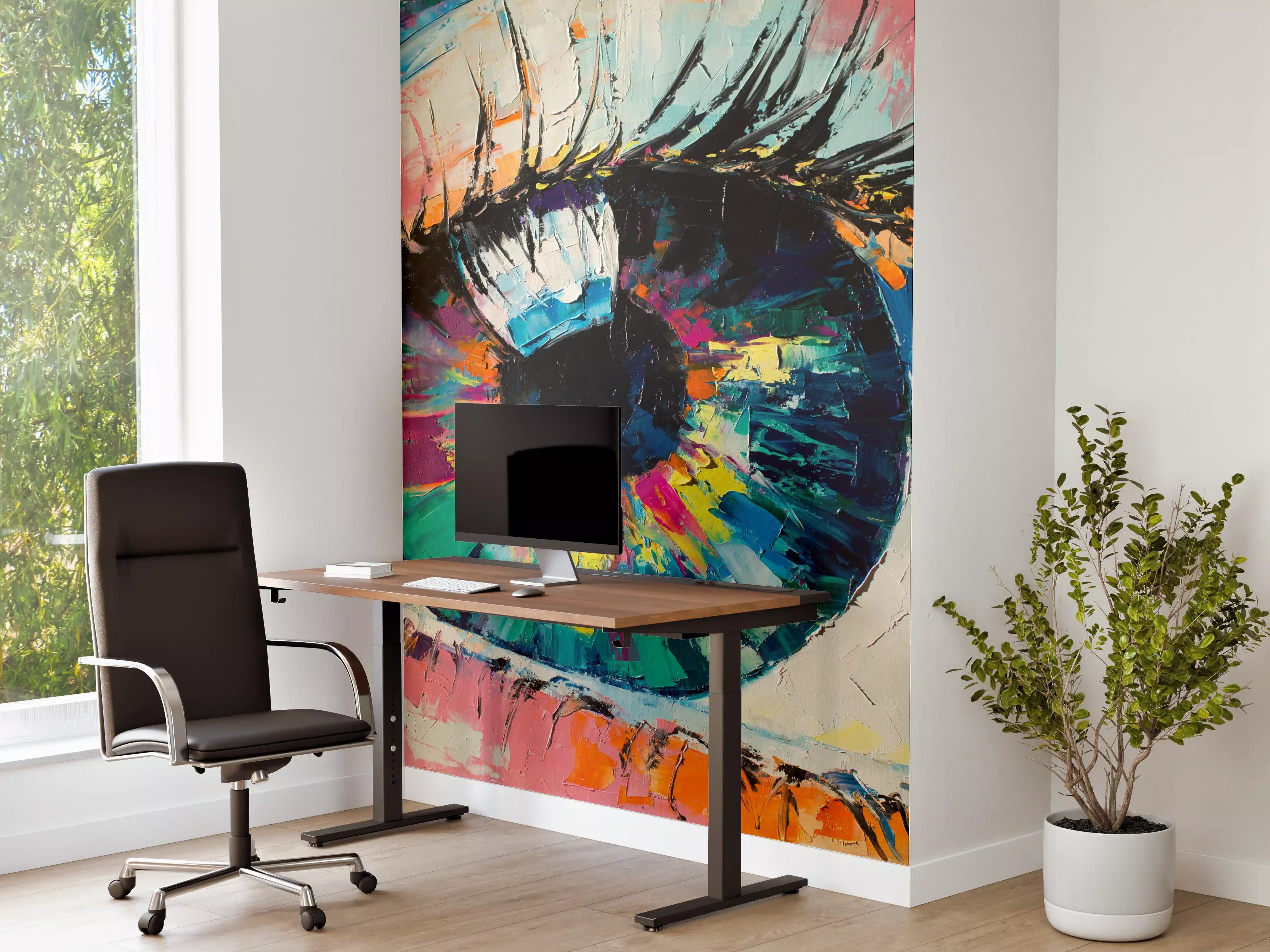 Büro Wandgestaltung - Buntes Augenportrait im expressionistischen Stil