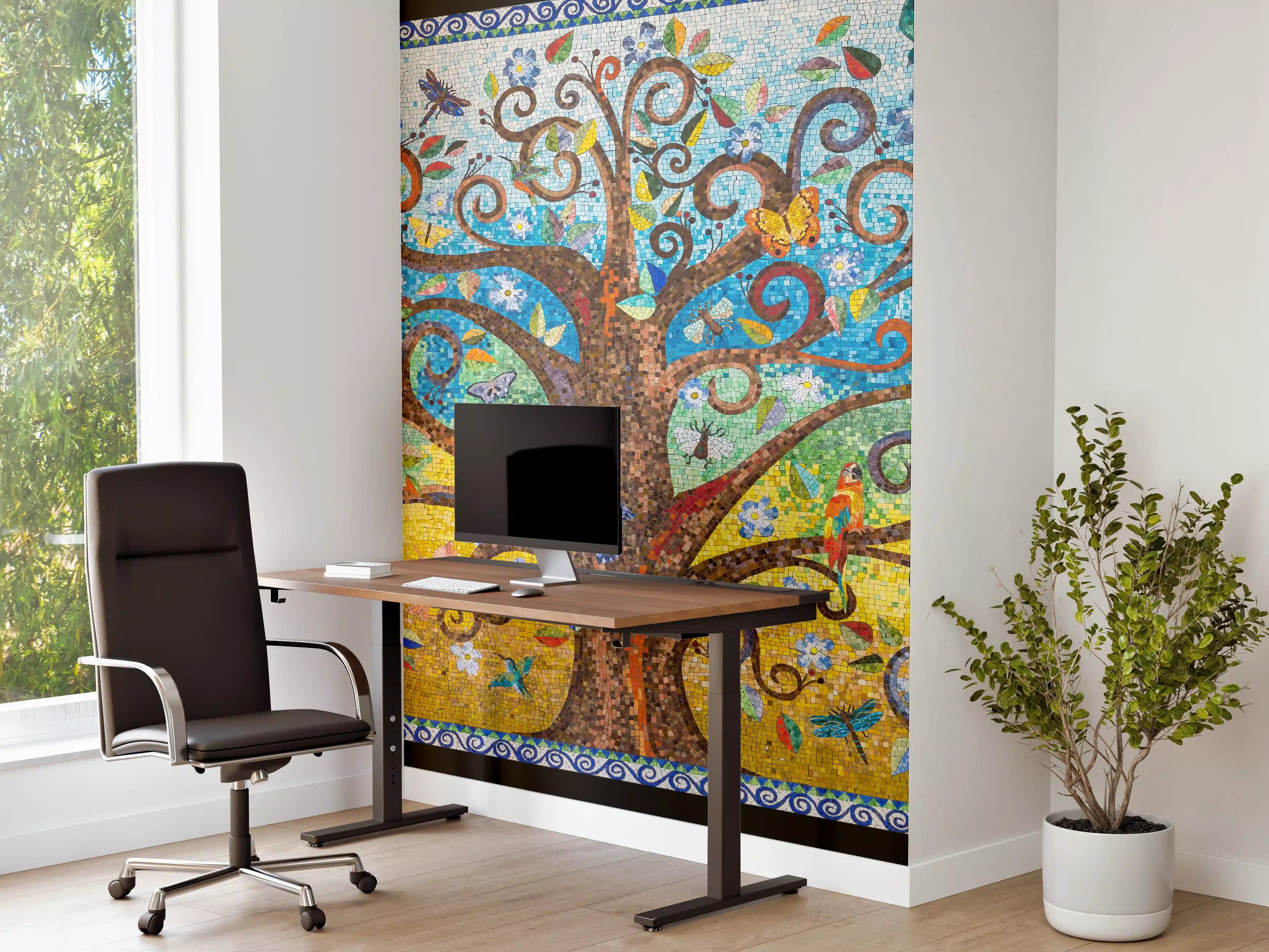 Büro Wandgestaltung - Buntes Baum Mosaik Kunstwerk