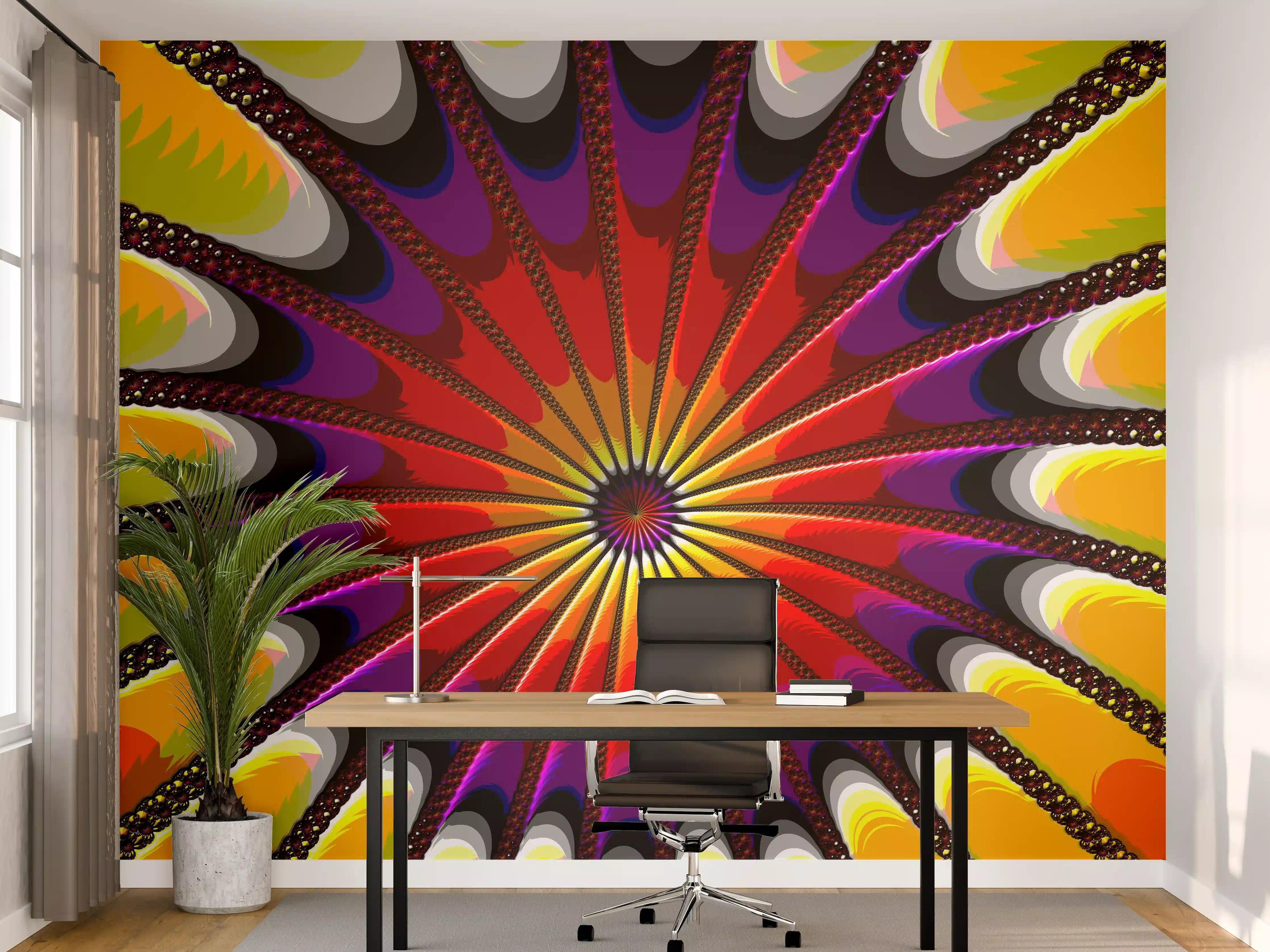 Büro Wandgestaltung - Buntes Fraktal Kunstwerk