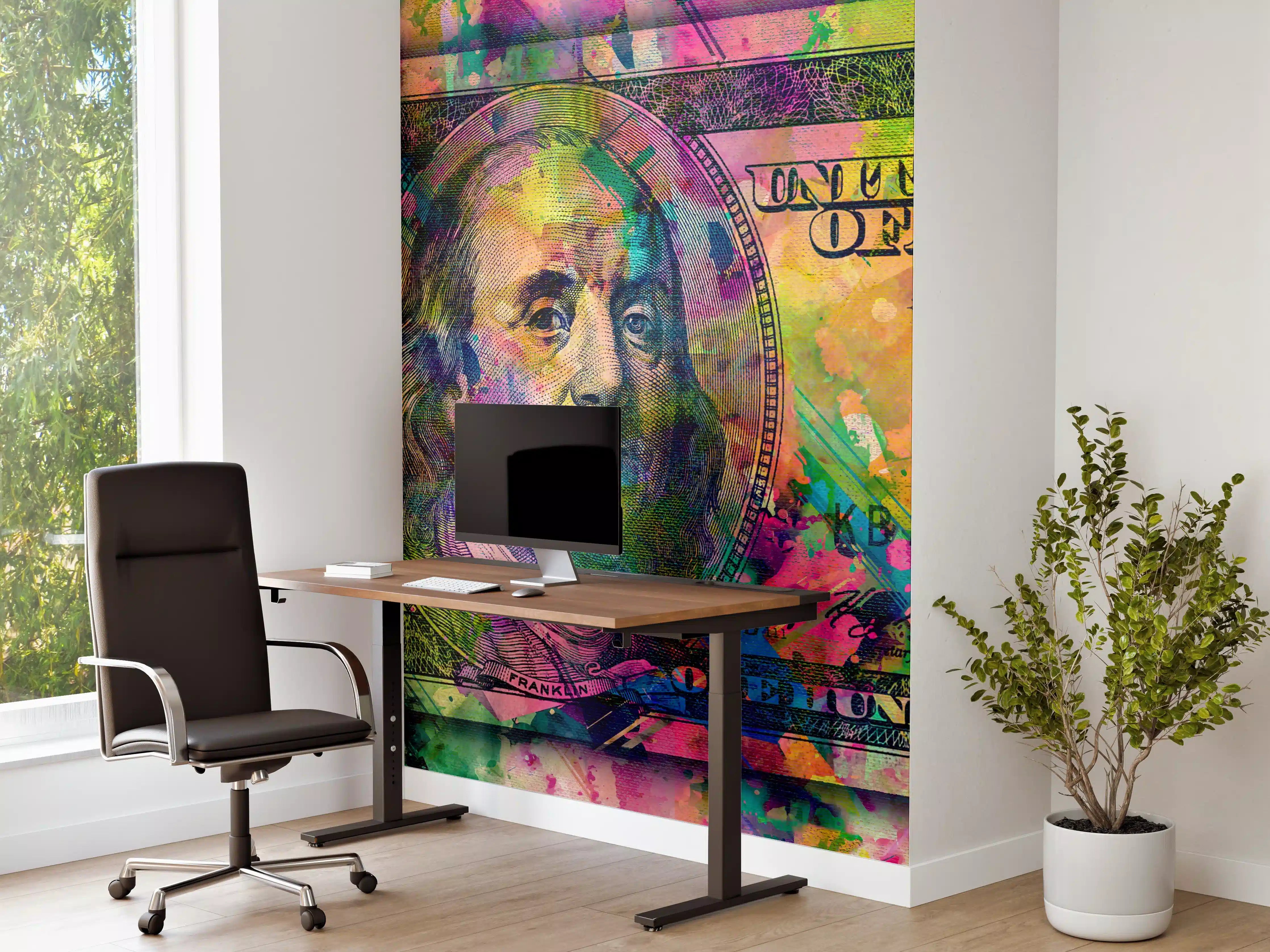 Büro Wandgestaltung - Buntes Geld-Kunstwerk-Leinwandbild