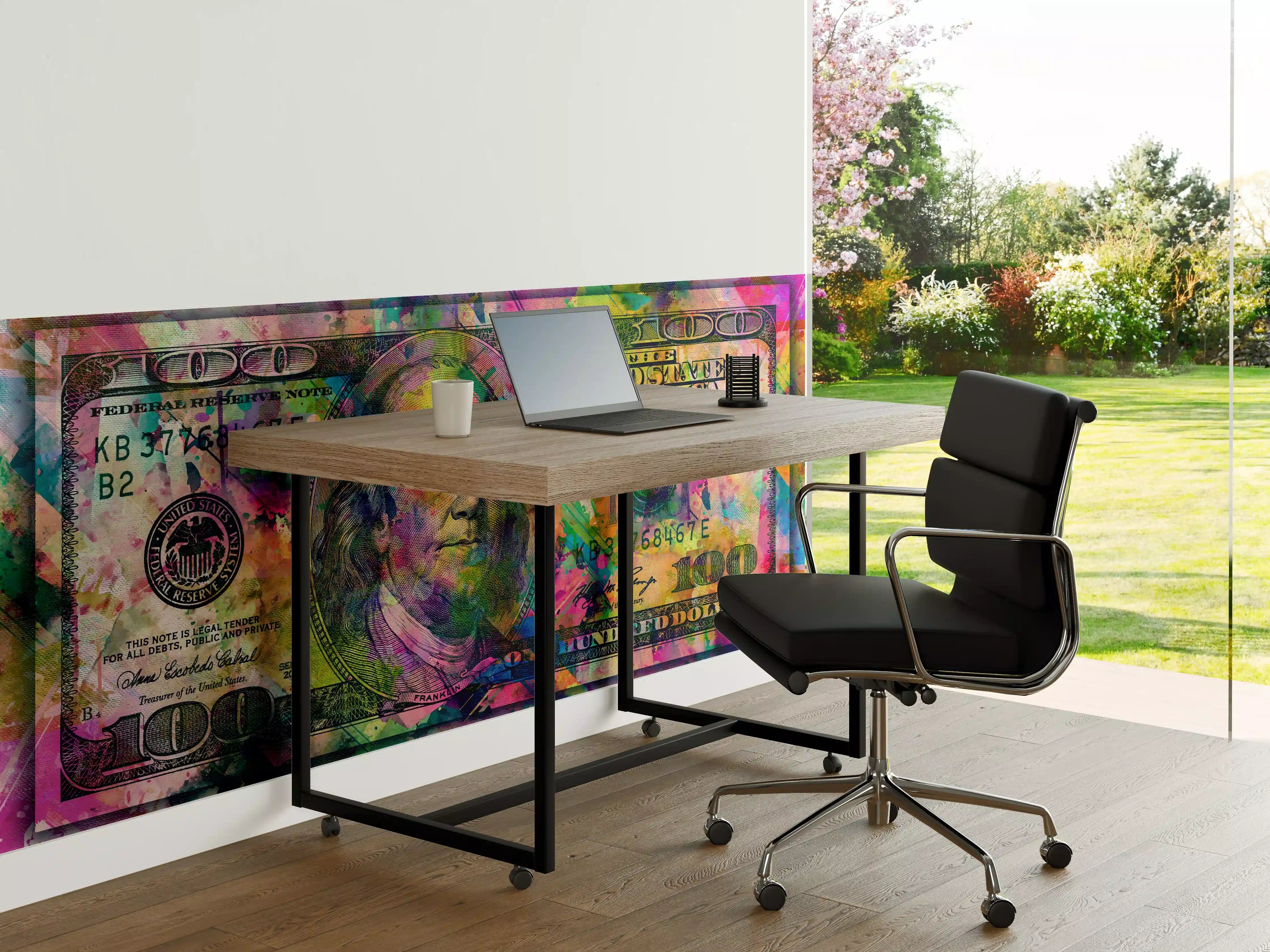 Büro Wandgestaltung - Buntes Geld-Kunstwerk-Leinwandbild
