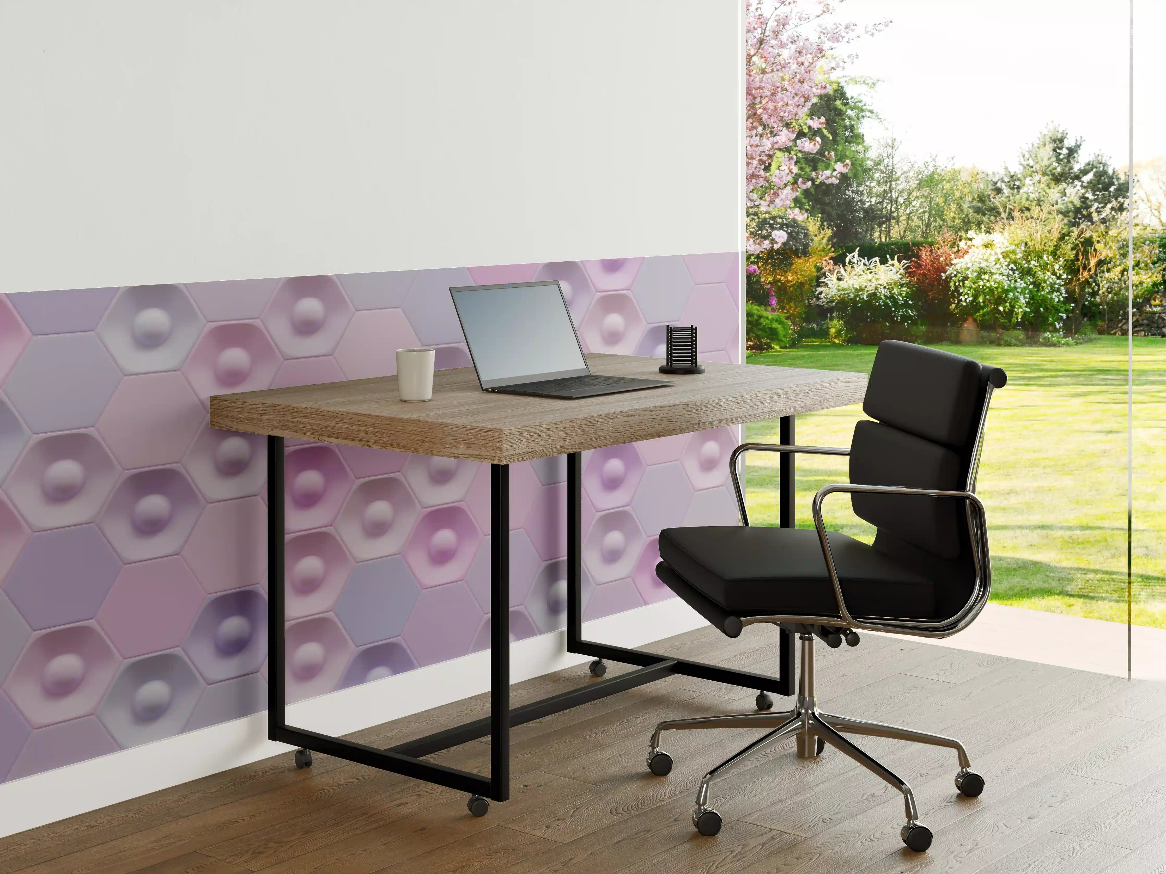 Büro Wandgestaltung - Buntes Hexagon-Muster 3D