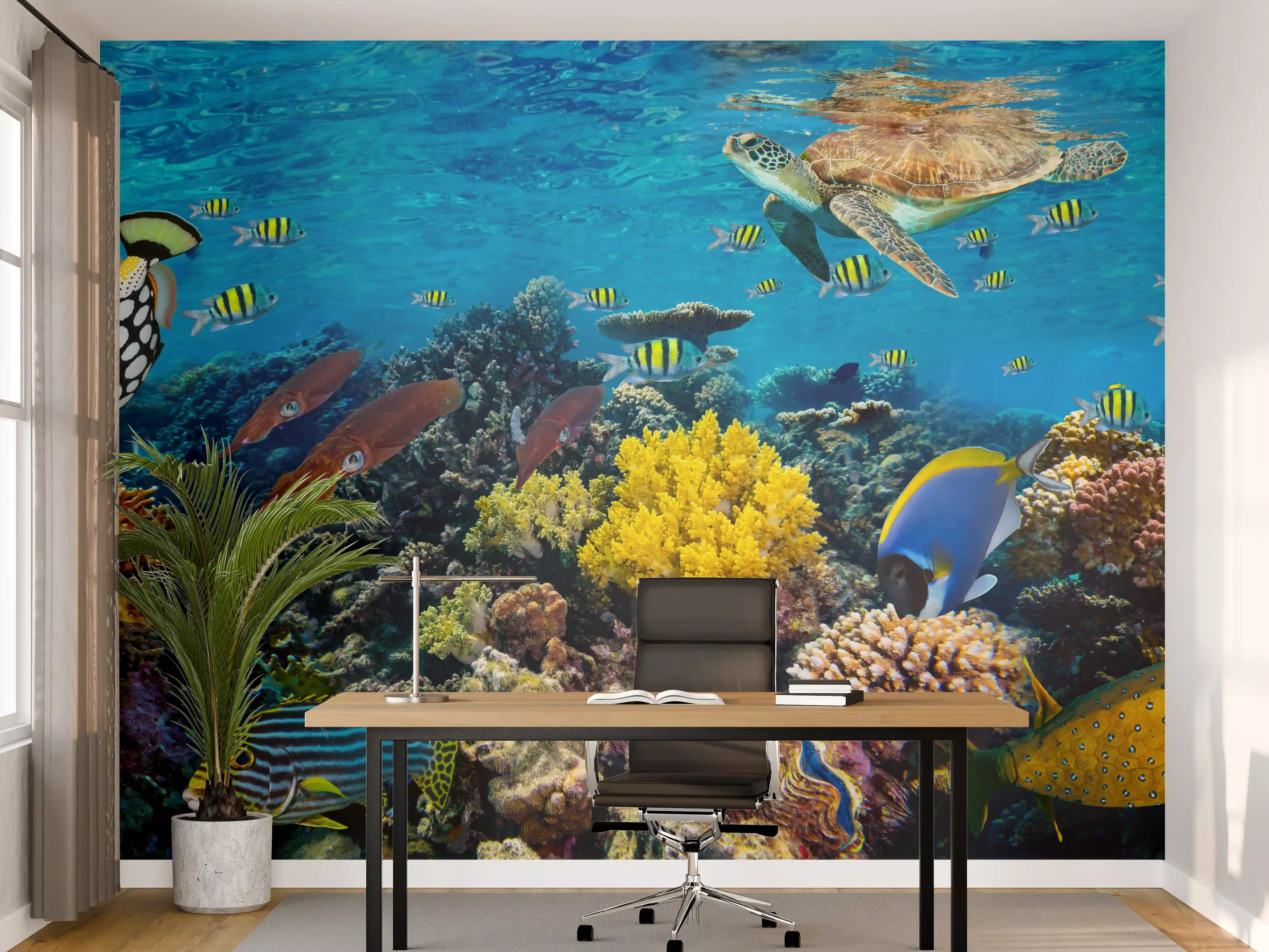 Büro Wandgestaltung - Buntes Korallenriff Panorama