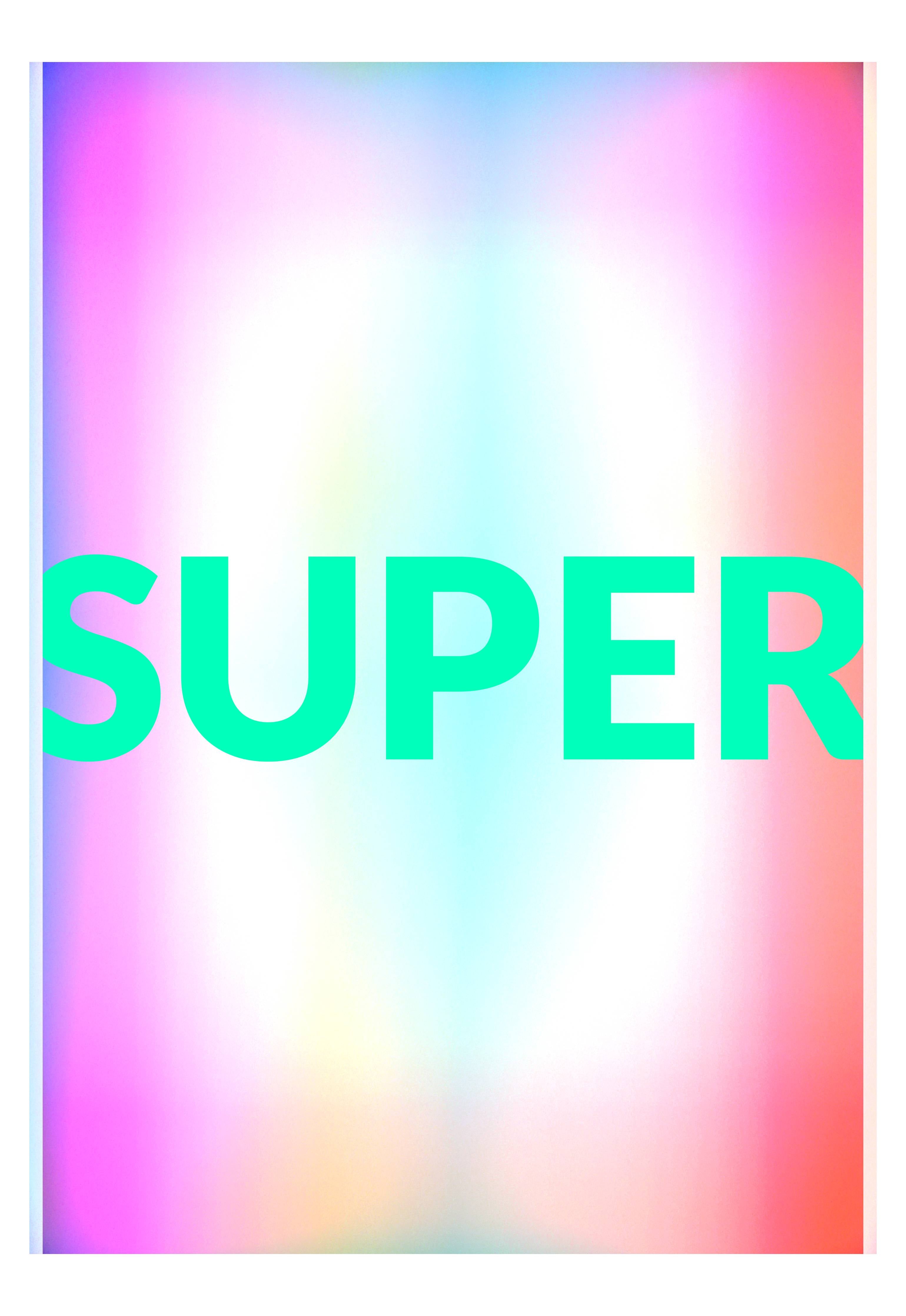 Büro Wandgestaltung-Buntes Leuchten 'SUPER' Grafikdesign