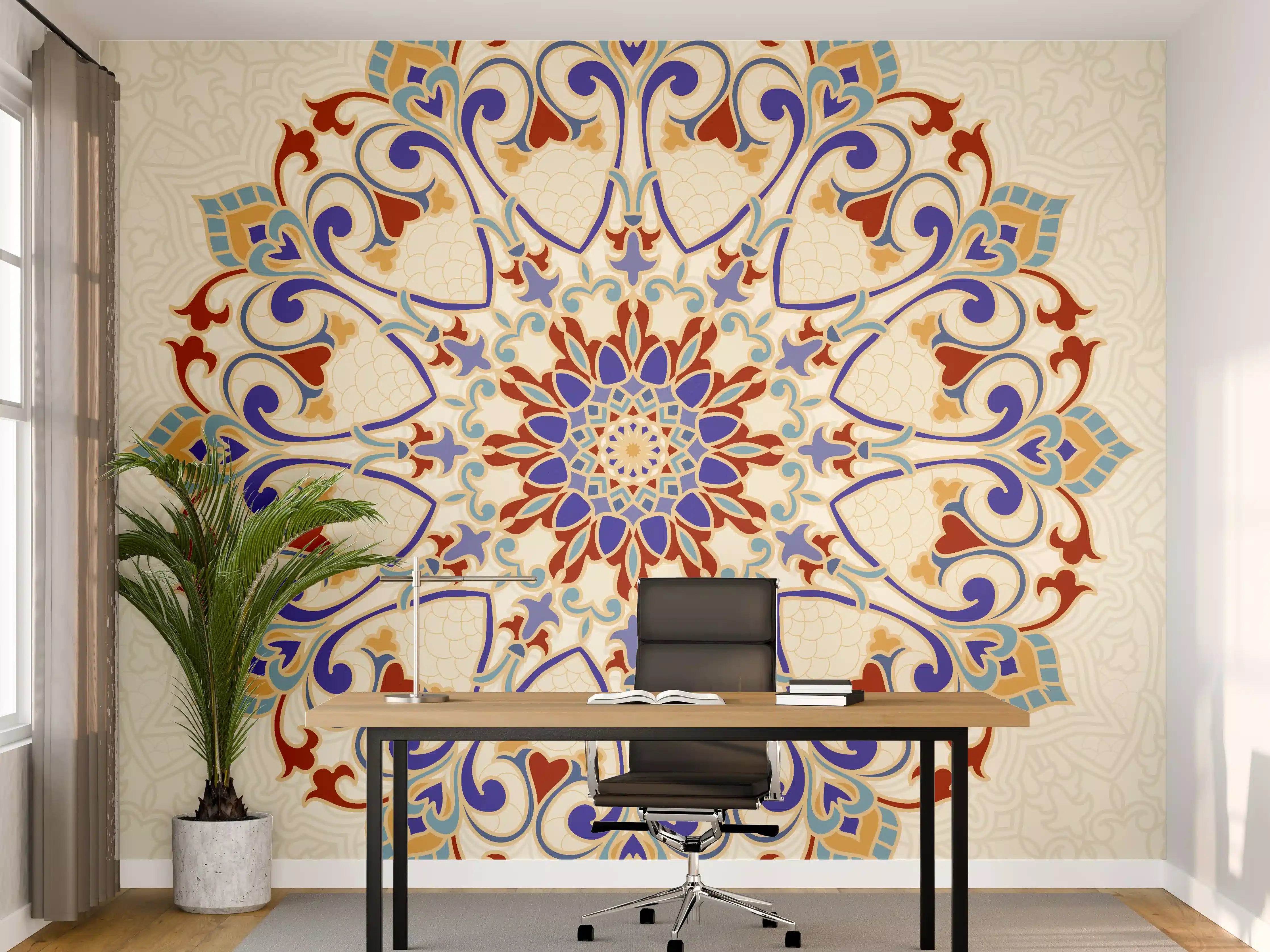 Büro Wandgestaltung - Buntes Mosaik Mandala Kunstwerk