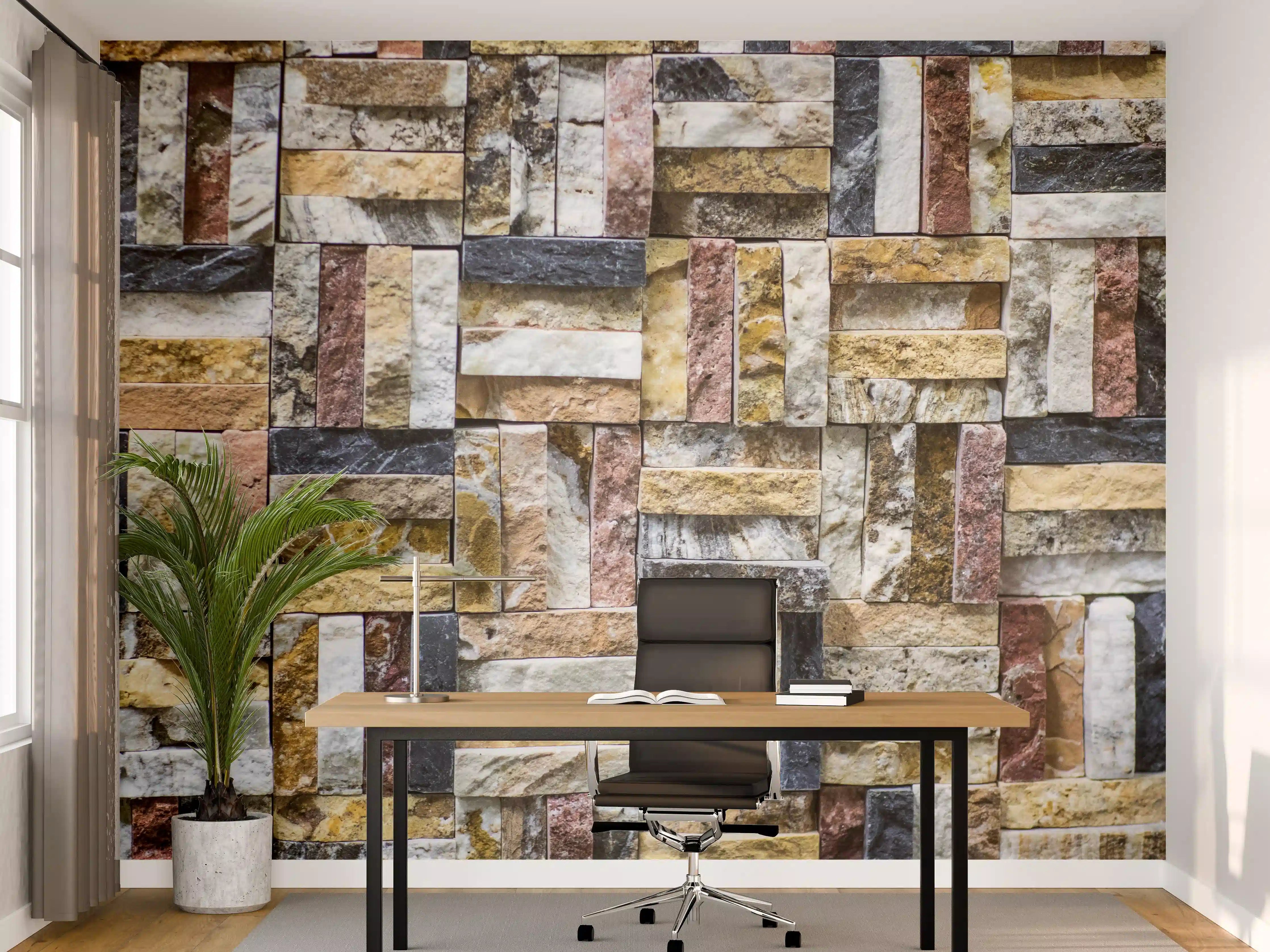 Büro Wandgestaltung - Buntes Naturstein Mosaik