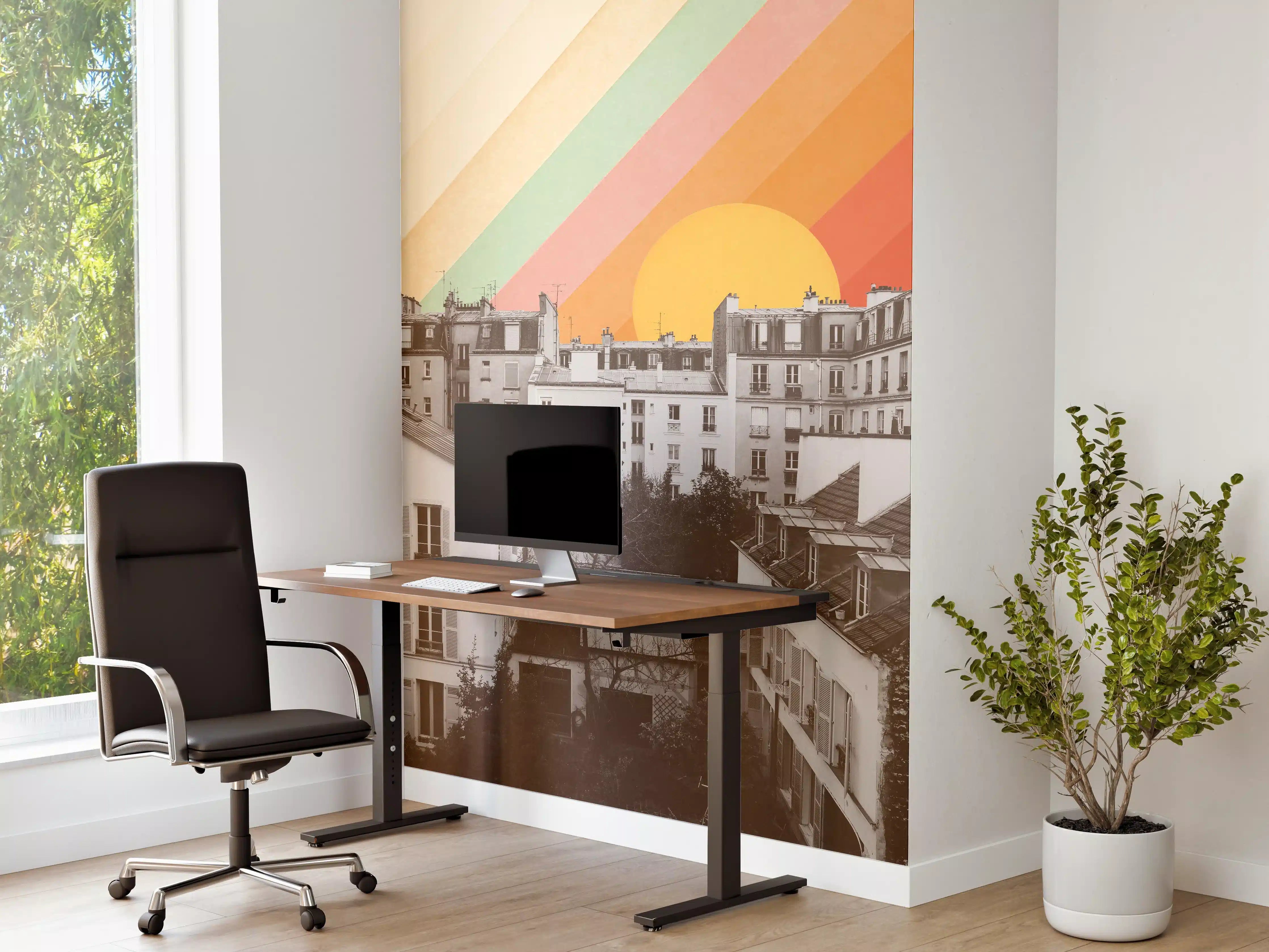 Büro Wandgestaltung - Buntes Paris Schwarz-Weiß