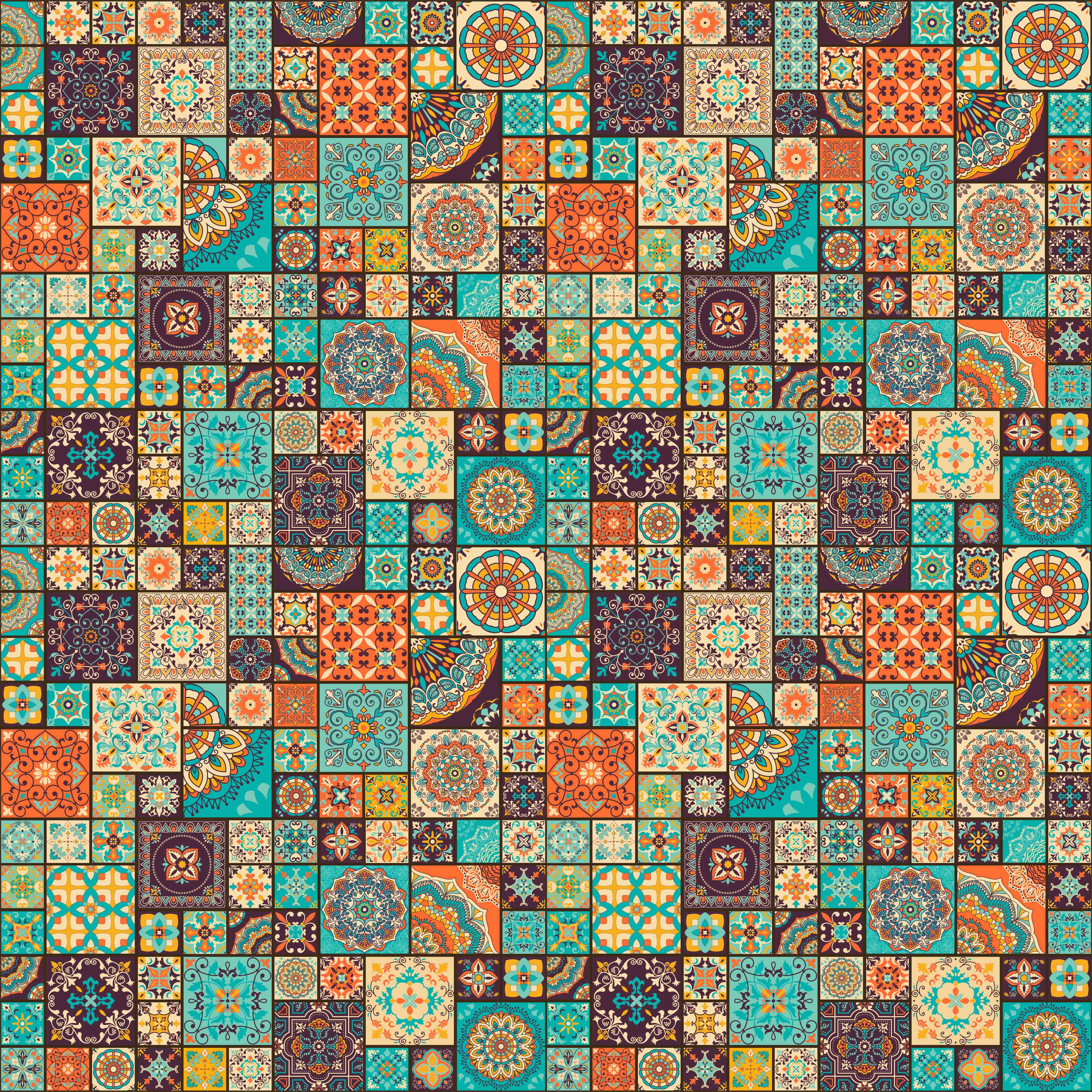 Büro Wandgestaltung-Buntes Patchwork Fliesenmuster