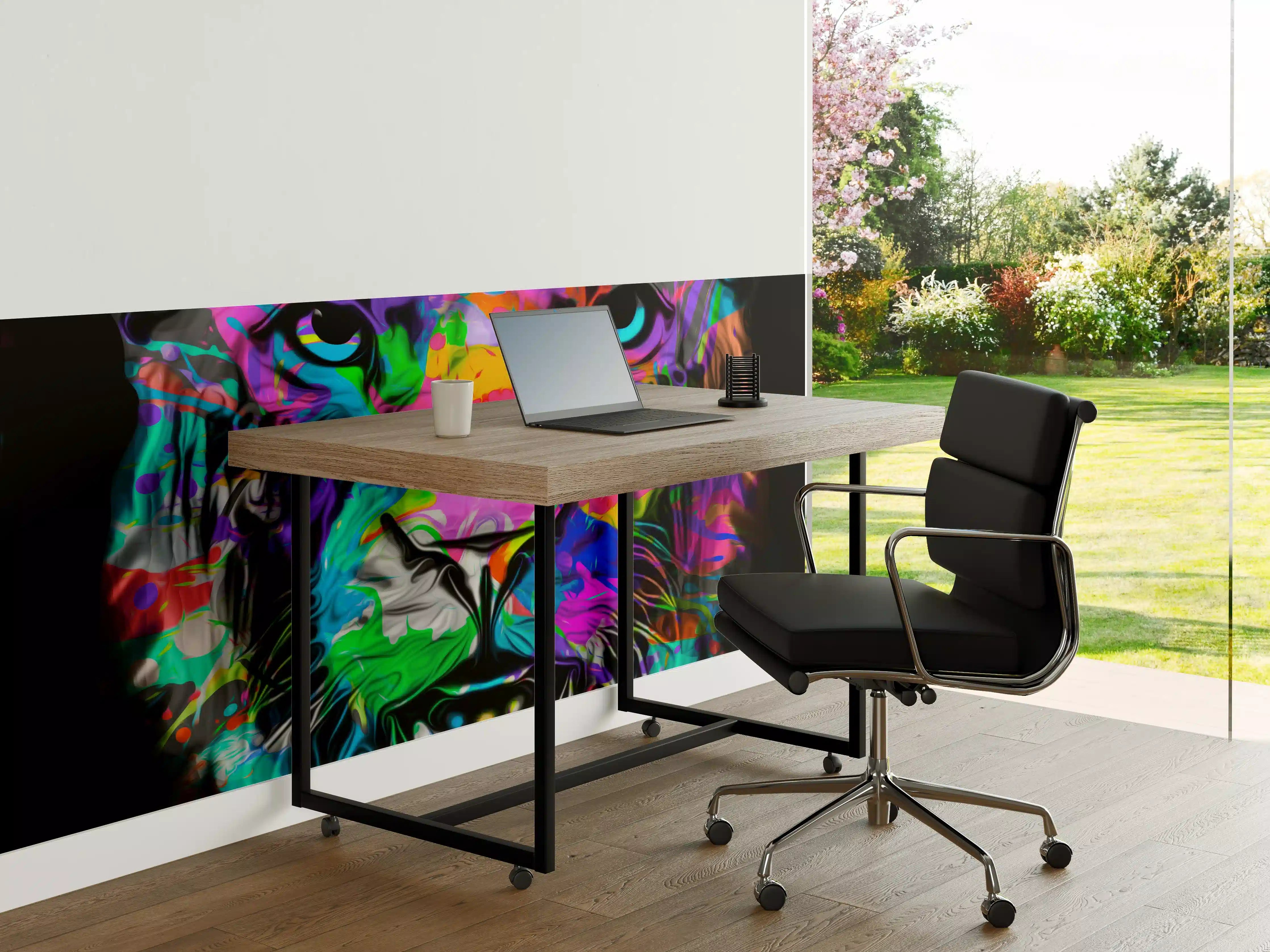Büro Wandgestaltung - Buntes Tigerkopfdesign