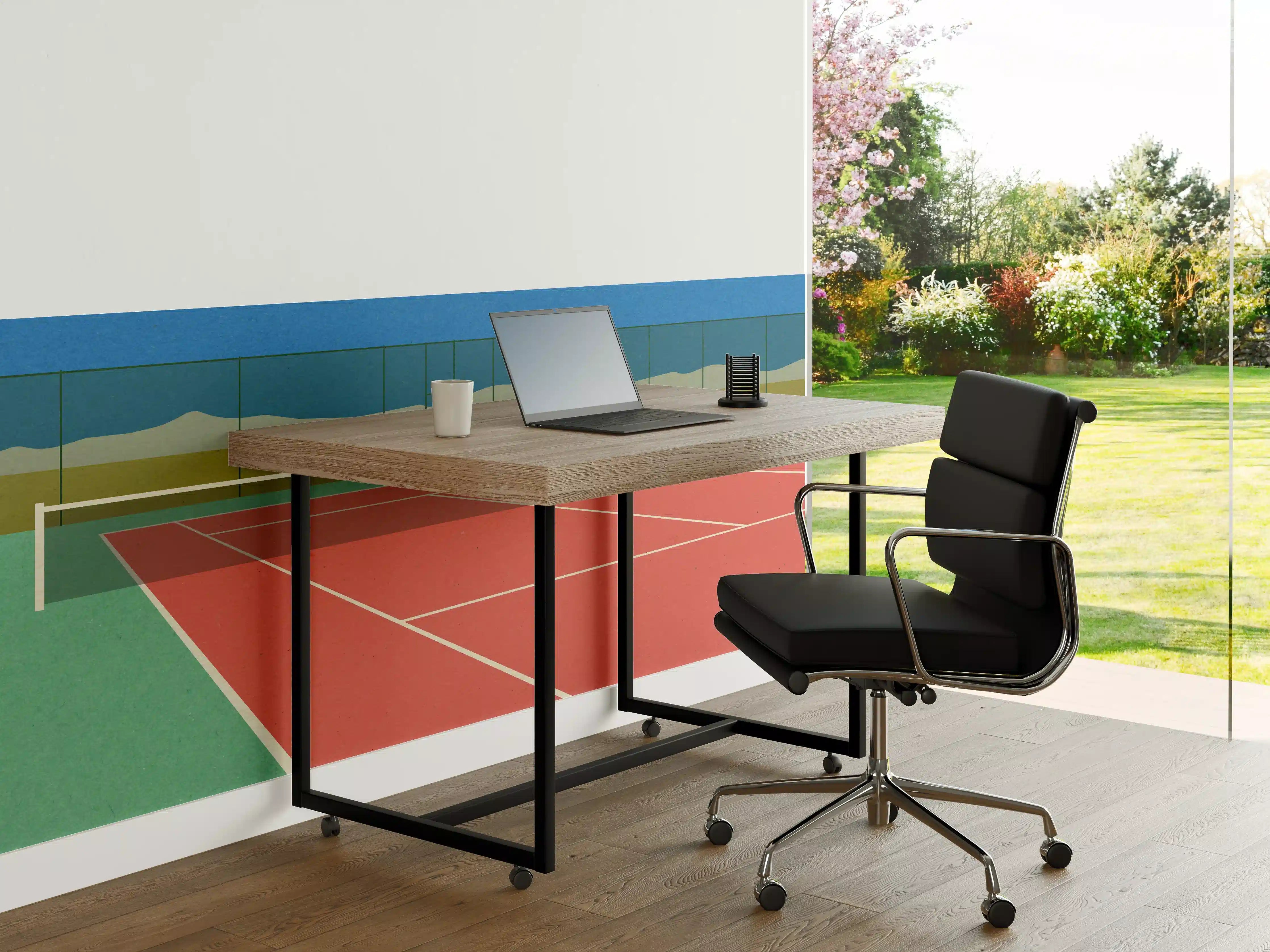 Büro Wandgestaltung - Buntes Wüsten-Tennis-Court Papierkunst