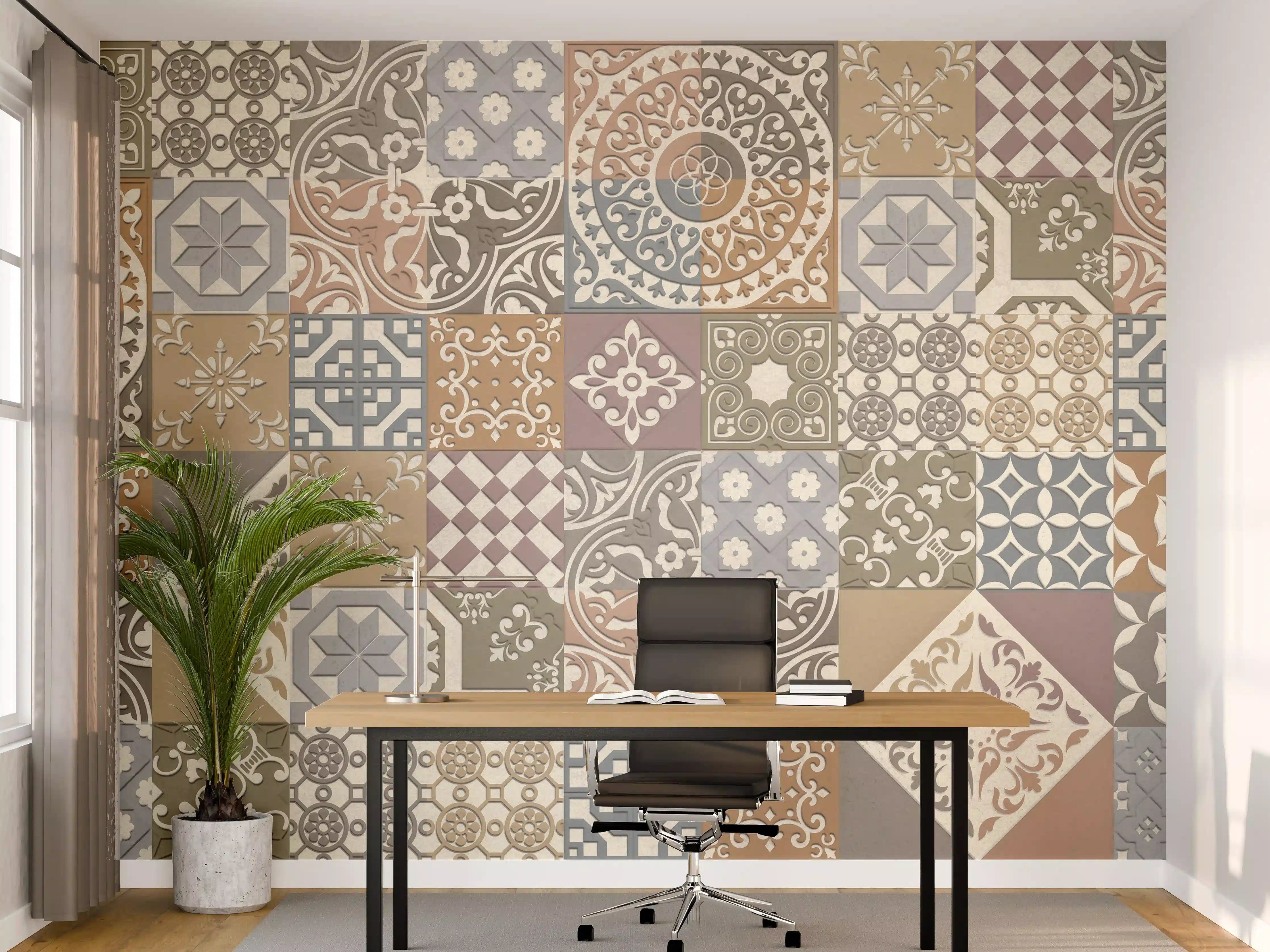 Büro Wandgestaltung - Buntes portugiesisches Mosaik