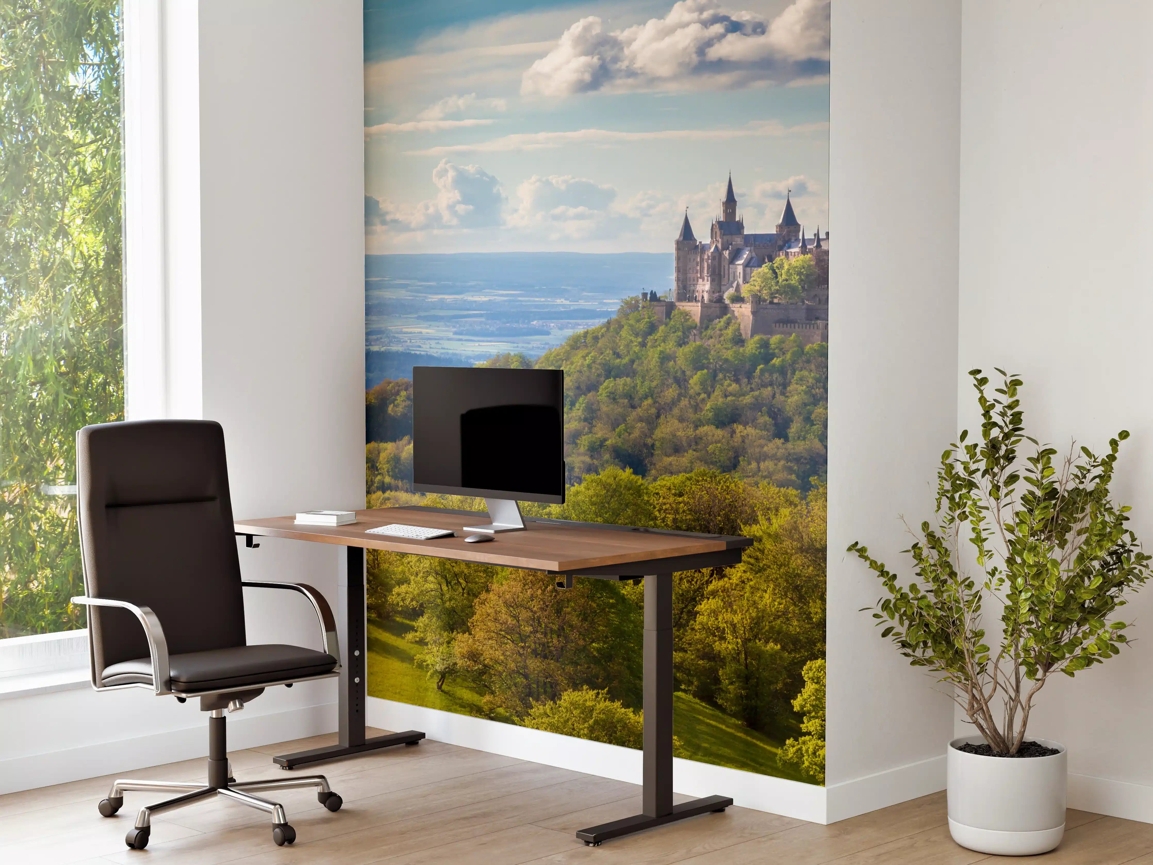 Büro Wandgestaltung - Burg Hohenzollern mit gelblichen Wald