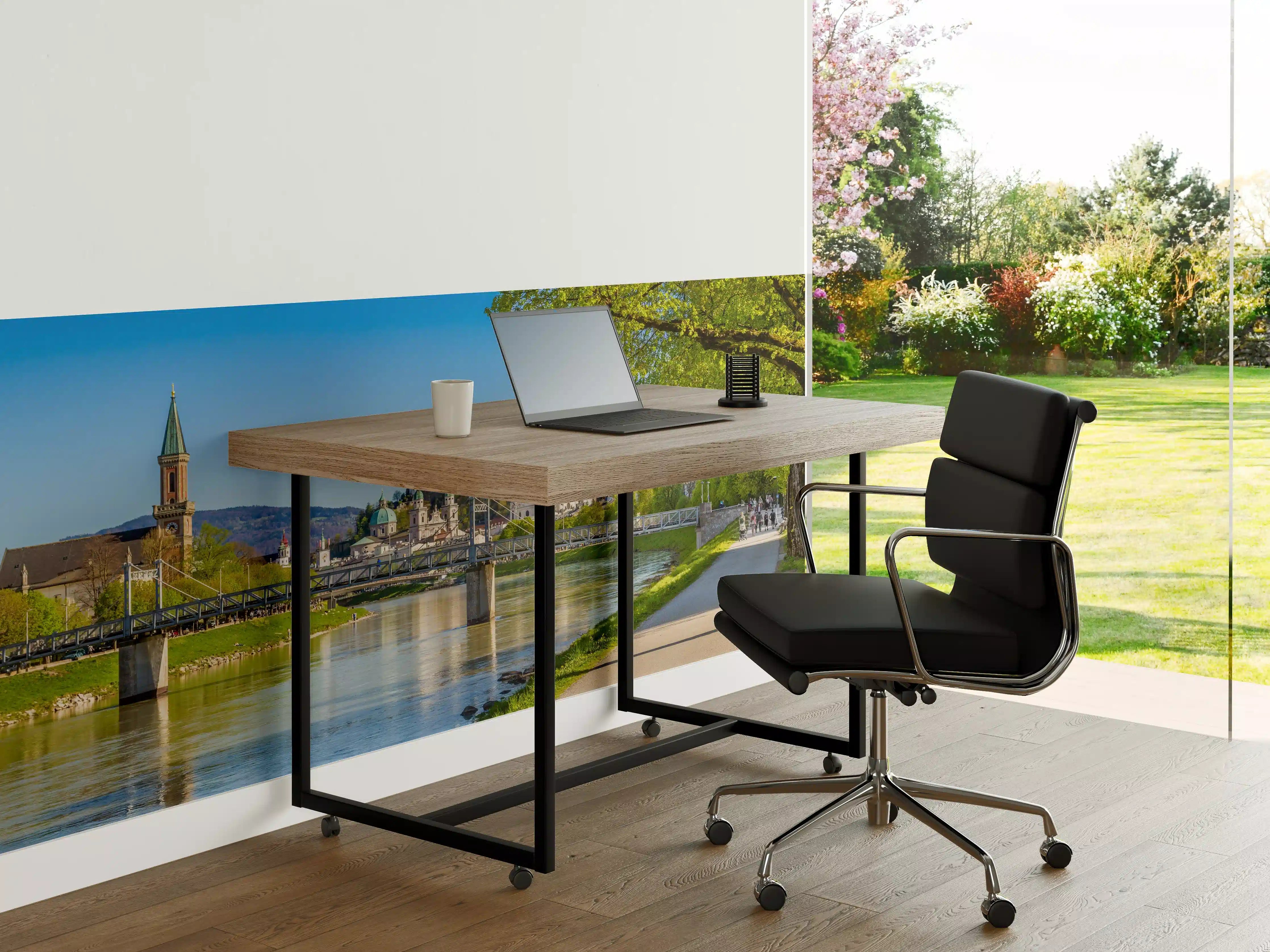 Büro Wandgestaltung - Burg und Fluss in der Stadt bei sonnigem Wetter