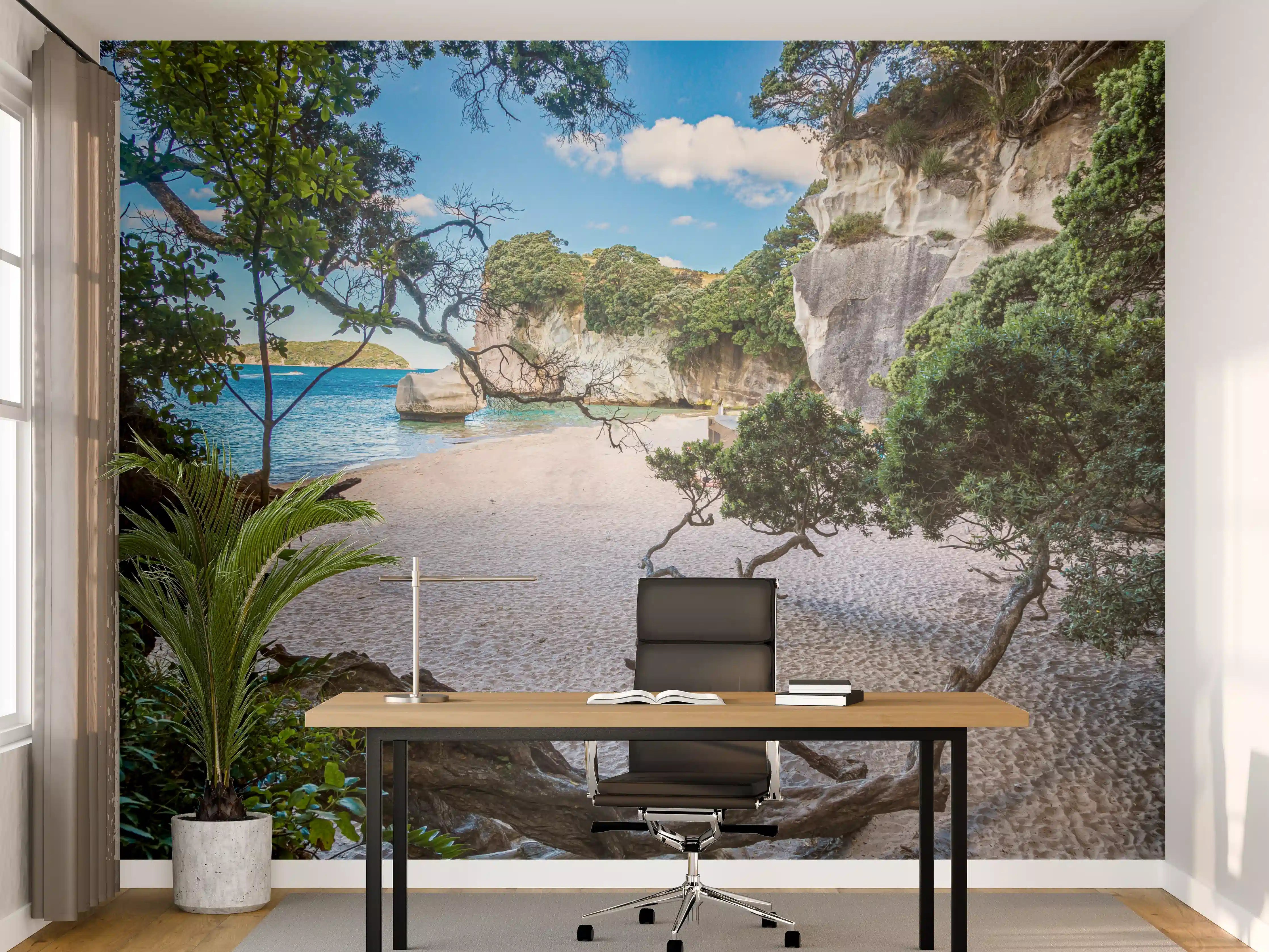 Büro Wandgestaltung - Cathedral Cove Paradiesstrand