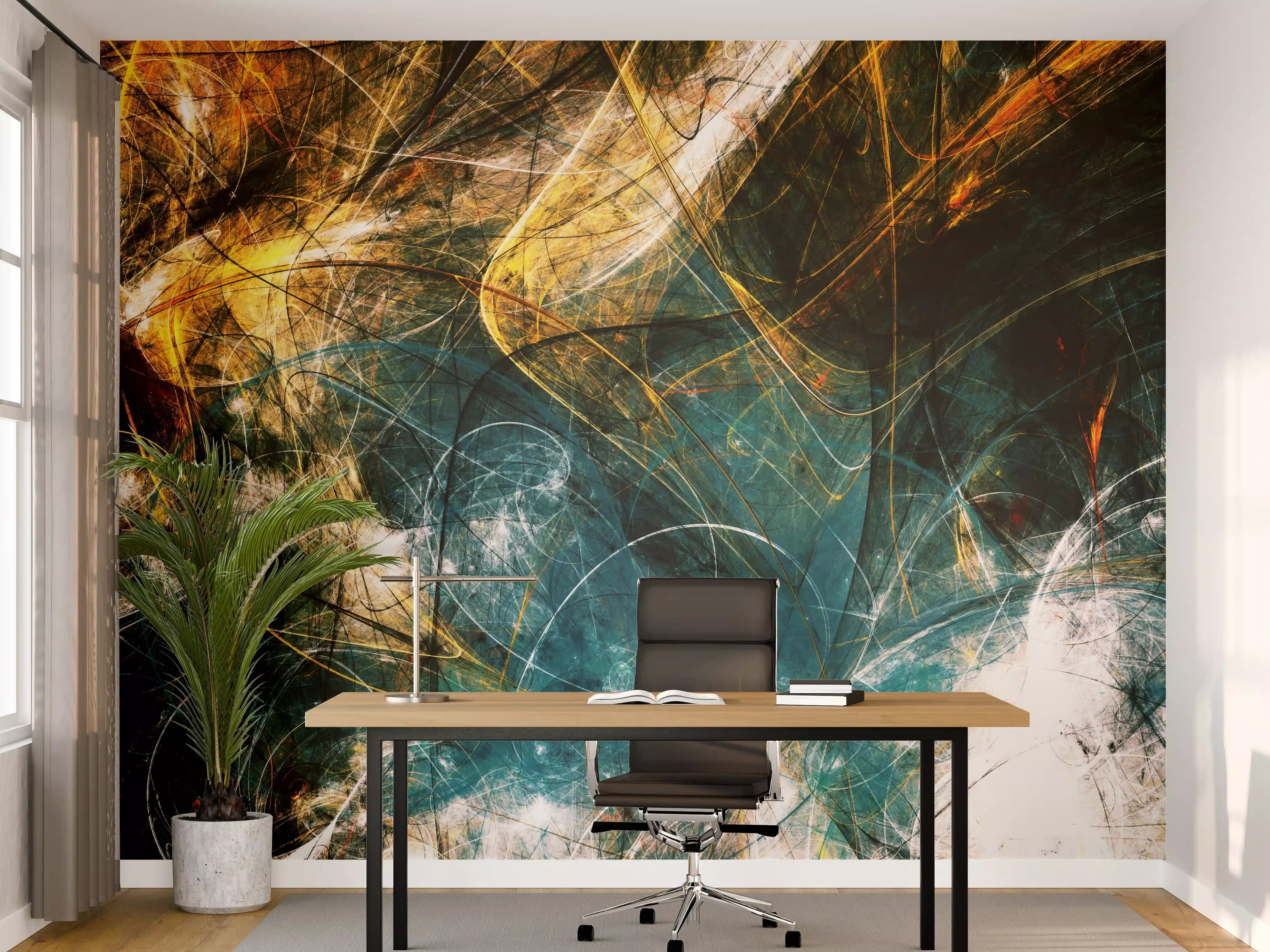 Büro Wandgestaltung - Chaotische 3D- Illustration