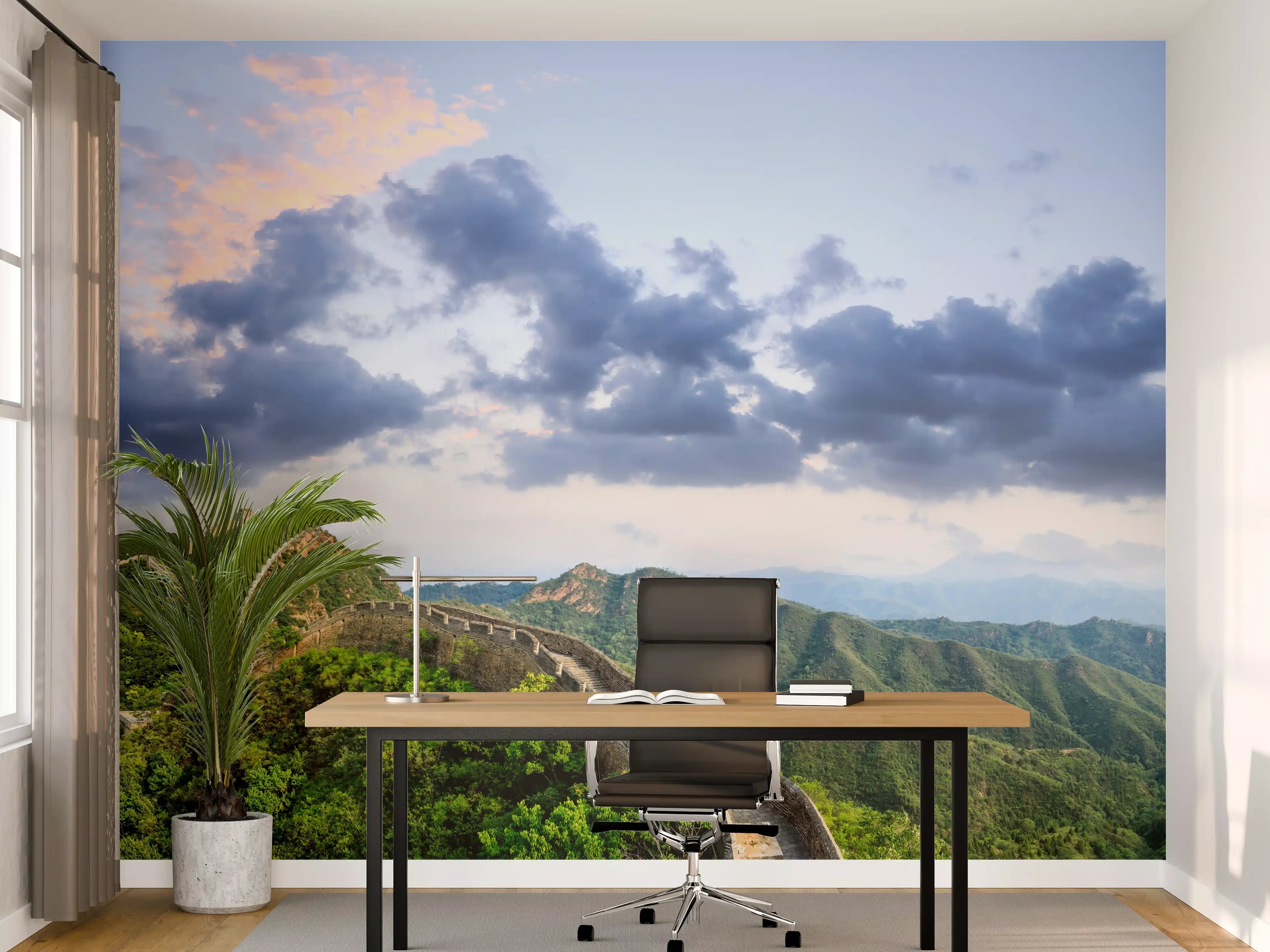 Büro Wandgestaltung - Chinesische Mauer Panorama Grün-Blau