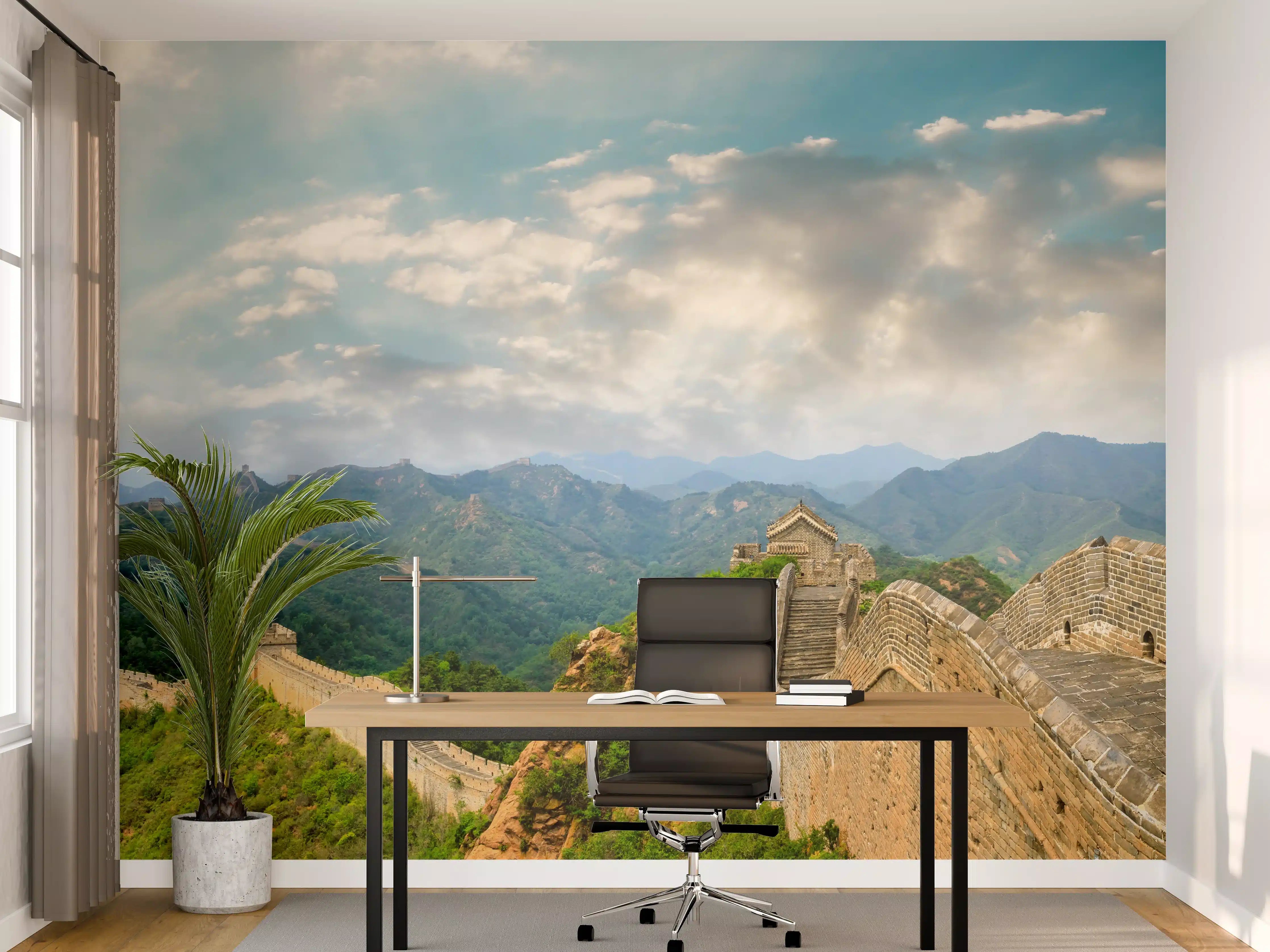 Büro Wandgestaltung - Chinesische Mauer im Farbenspiel von Himmel und Natur