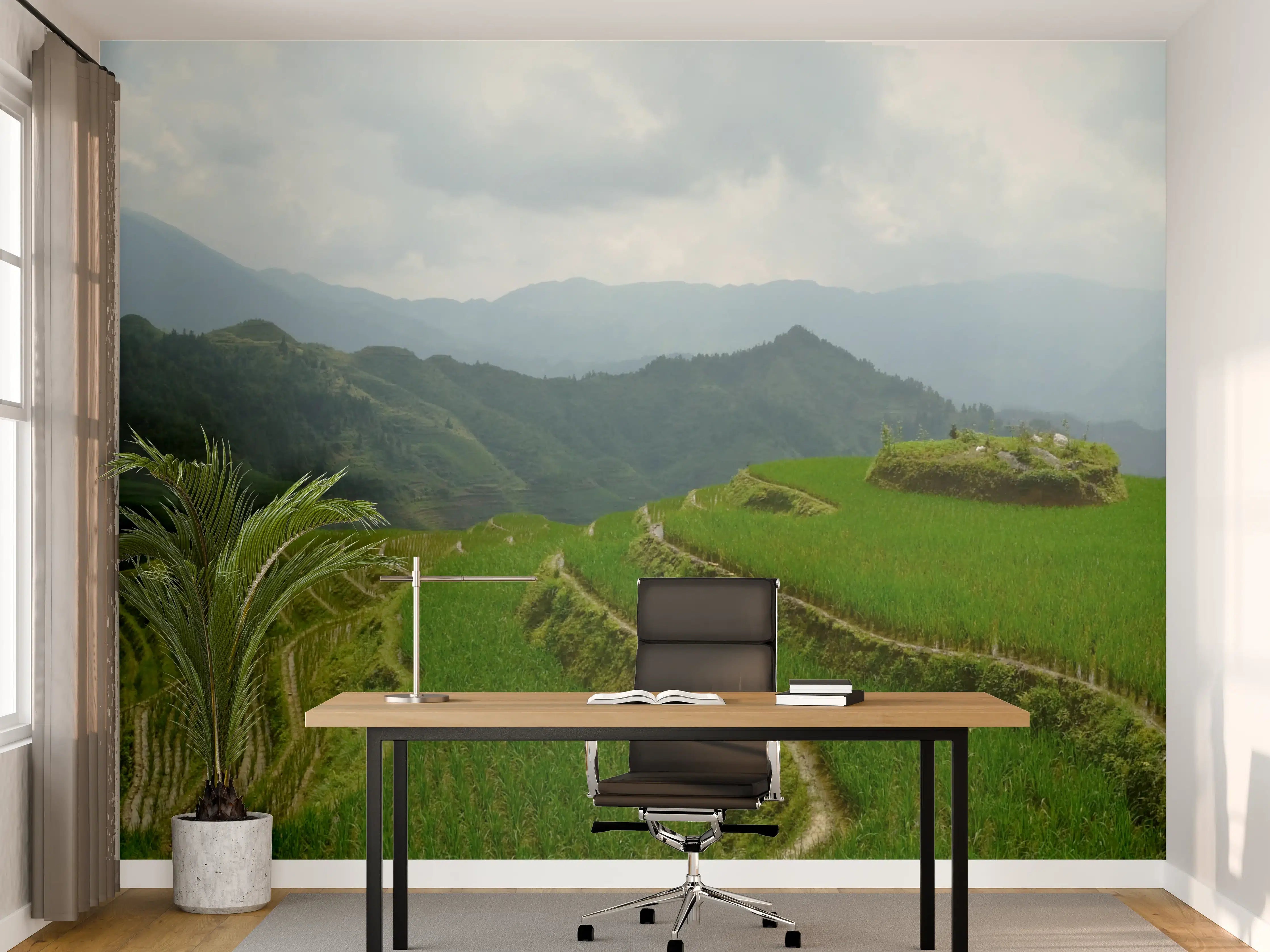 Büro Wandgestaltung - Chinesische Reisfelder auf den Bergen