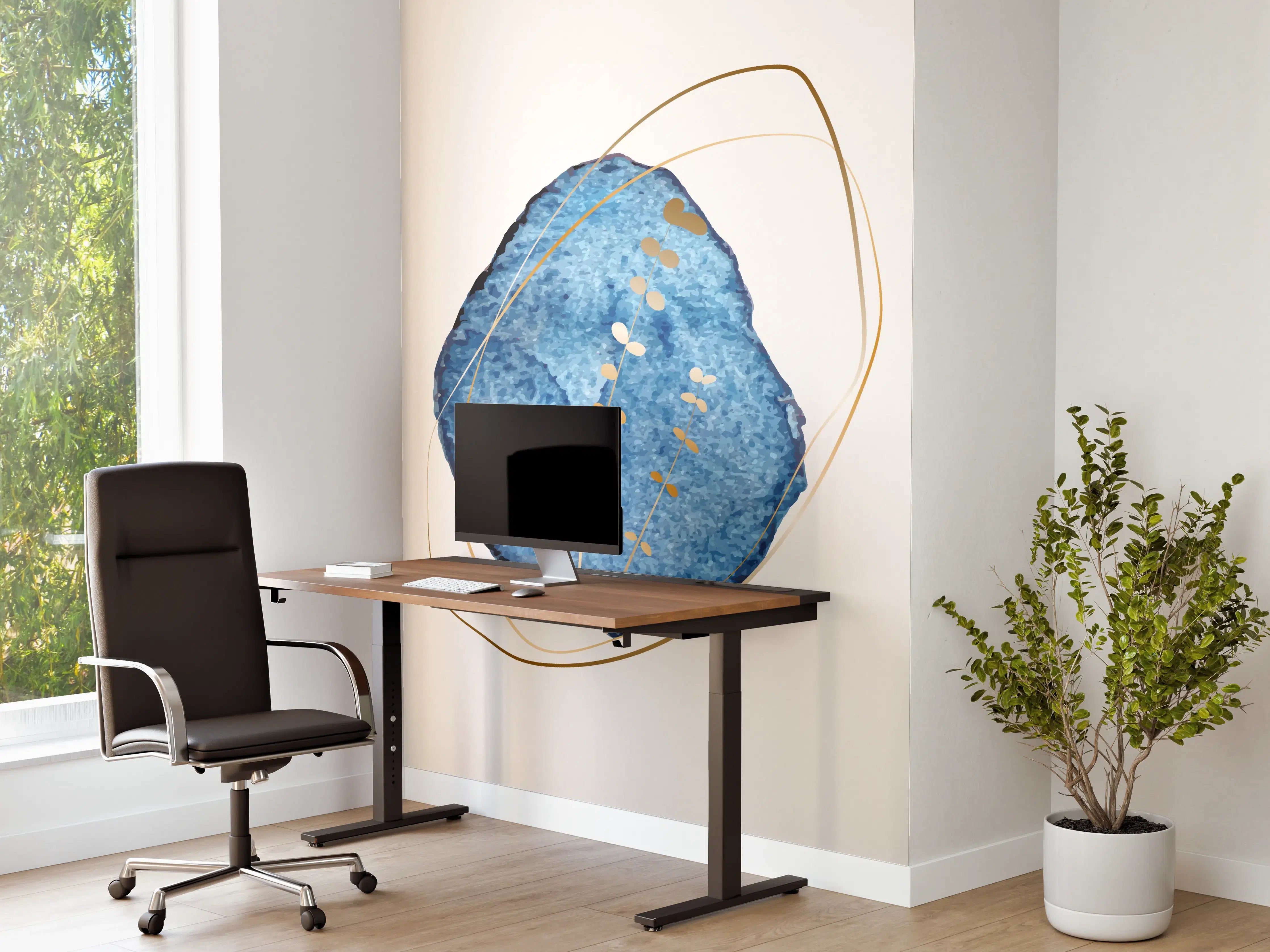 Büro Wandgestaltung - Denim Blau Naturmotiv Kunstdruck