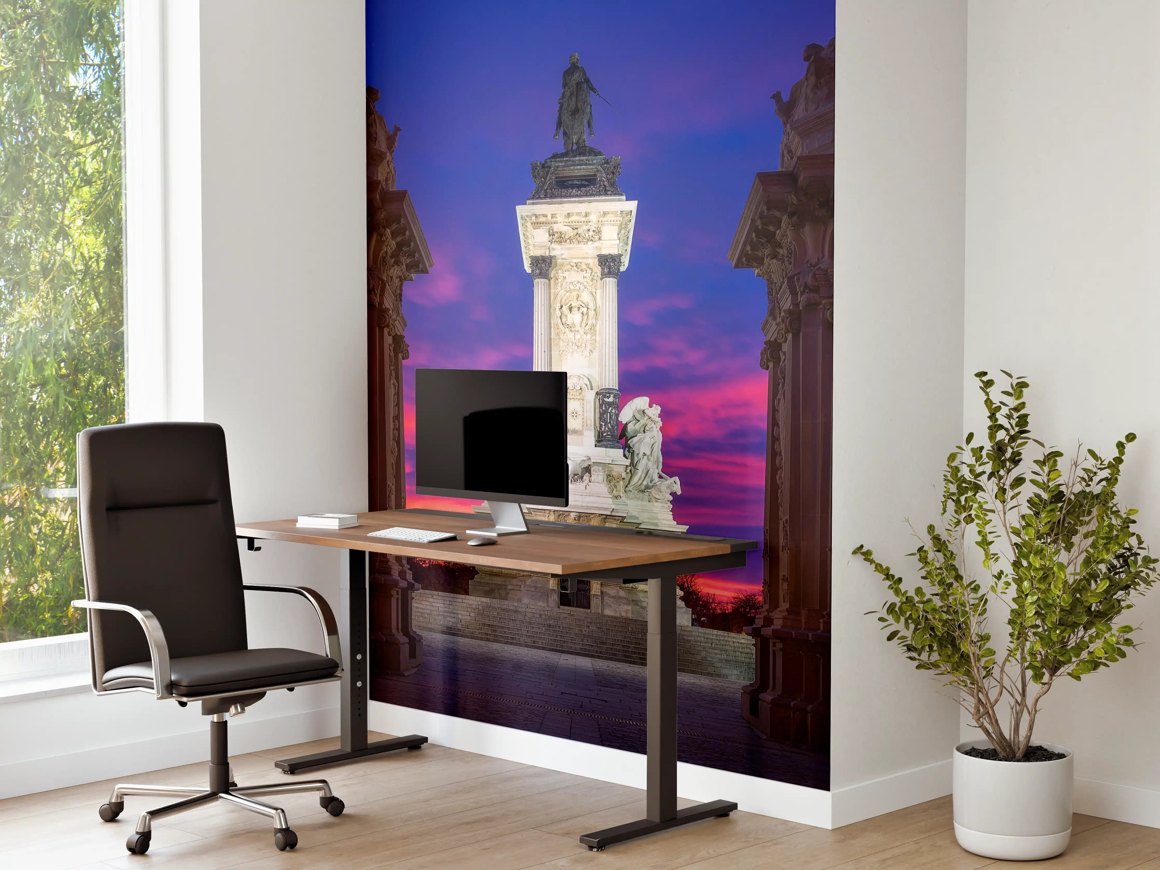Büro Wandgestaltung - Denkmal für Alfonso XII bei rötlichem Himmel