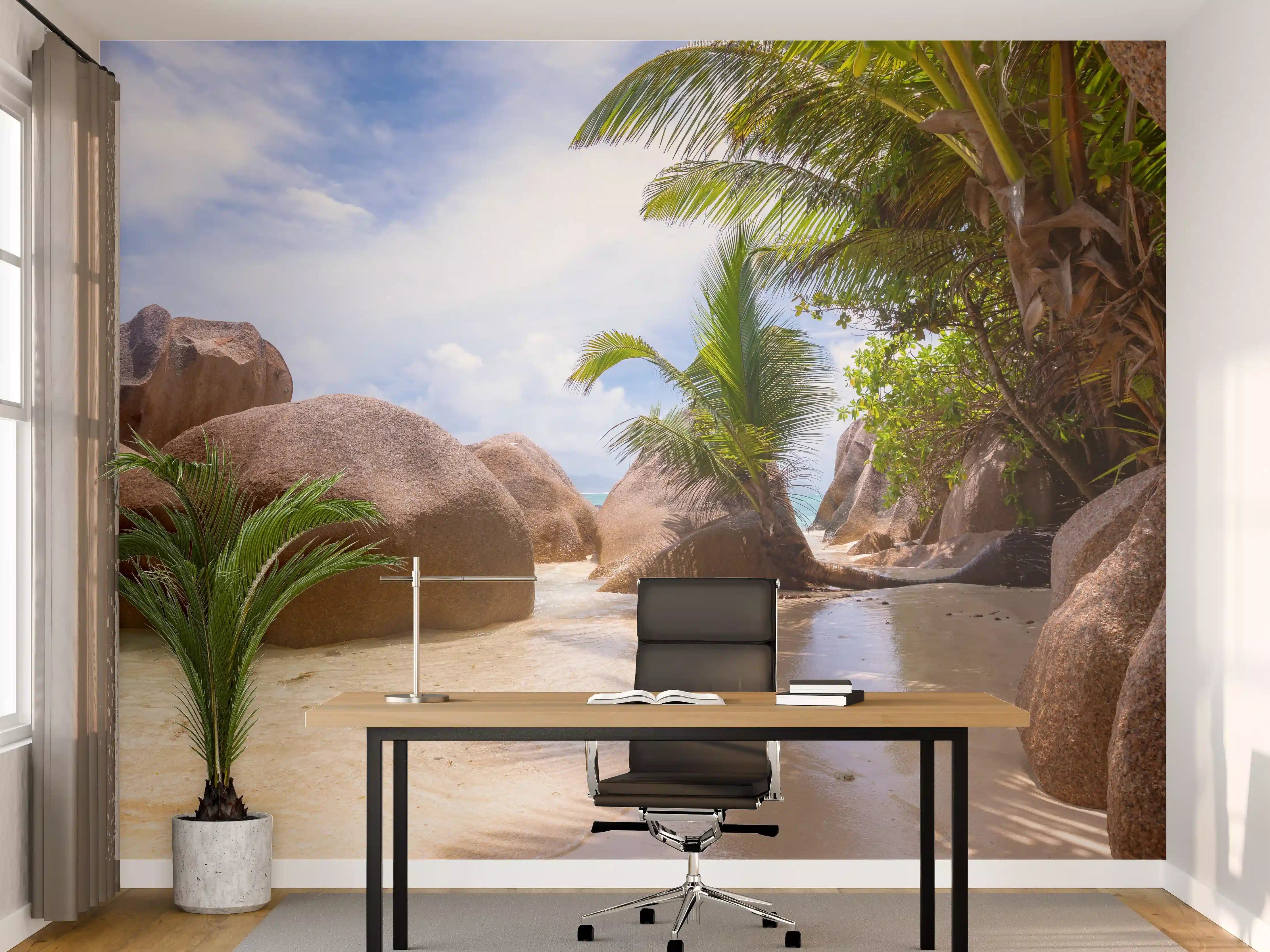 Büro Wandgestaltung - Der Traumstrand - Anse Source d Argent