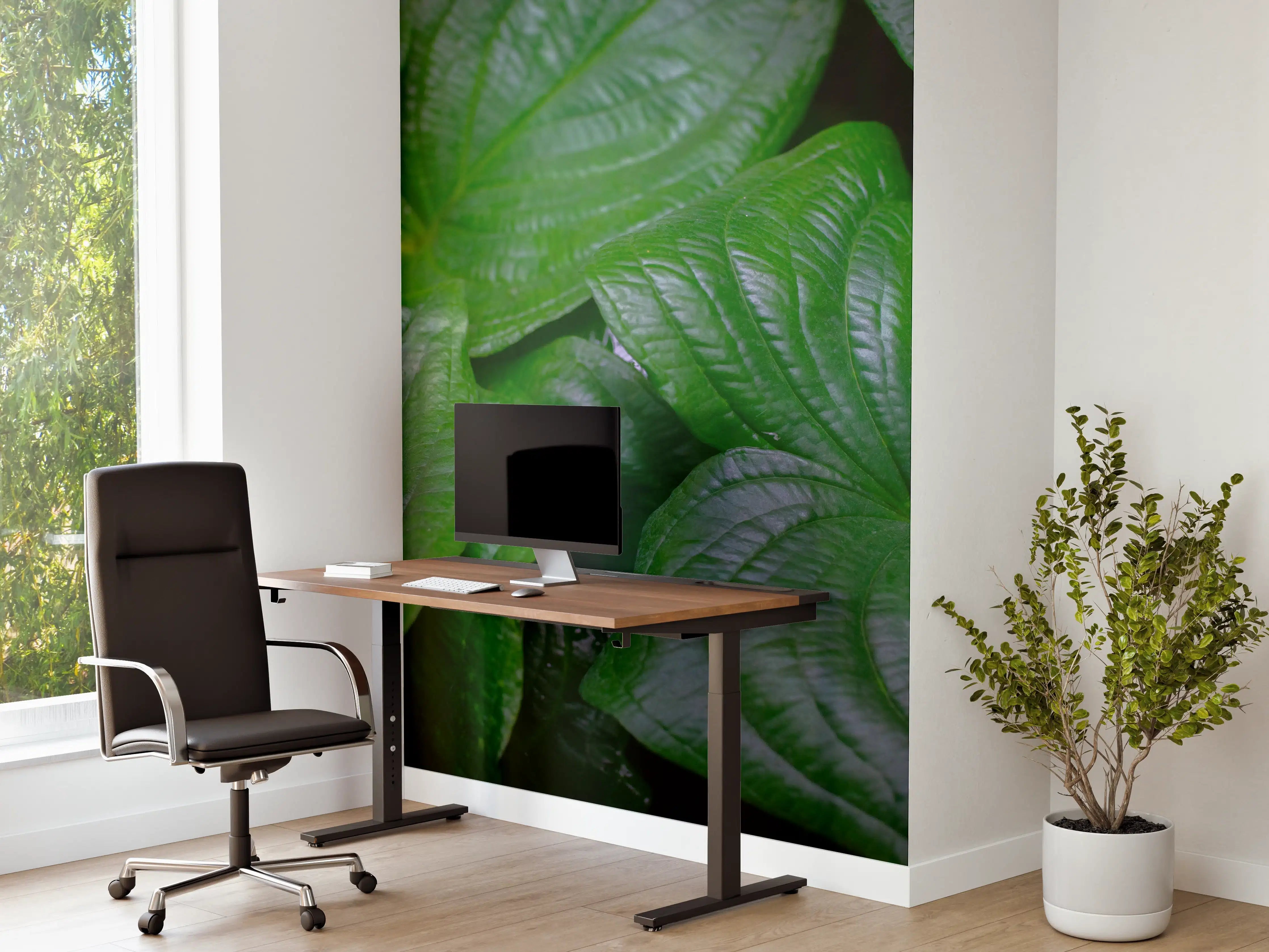 Büro Wandgestaltung - Detailaufnahme Grüner Blätter