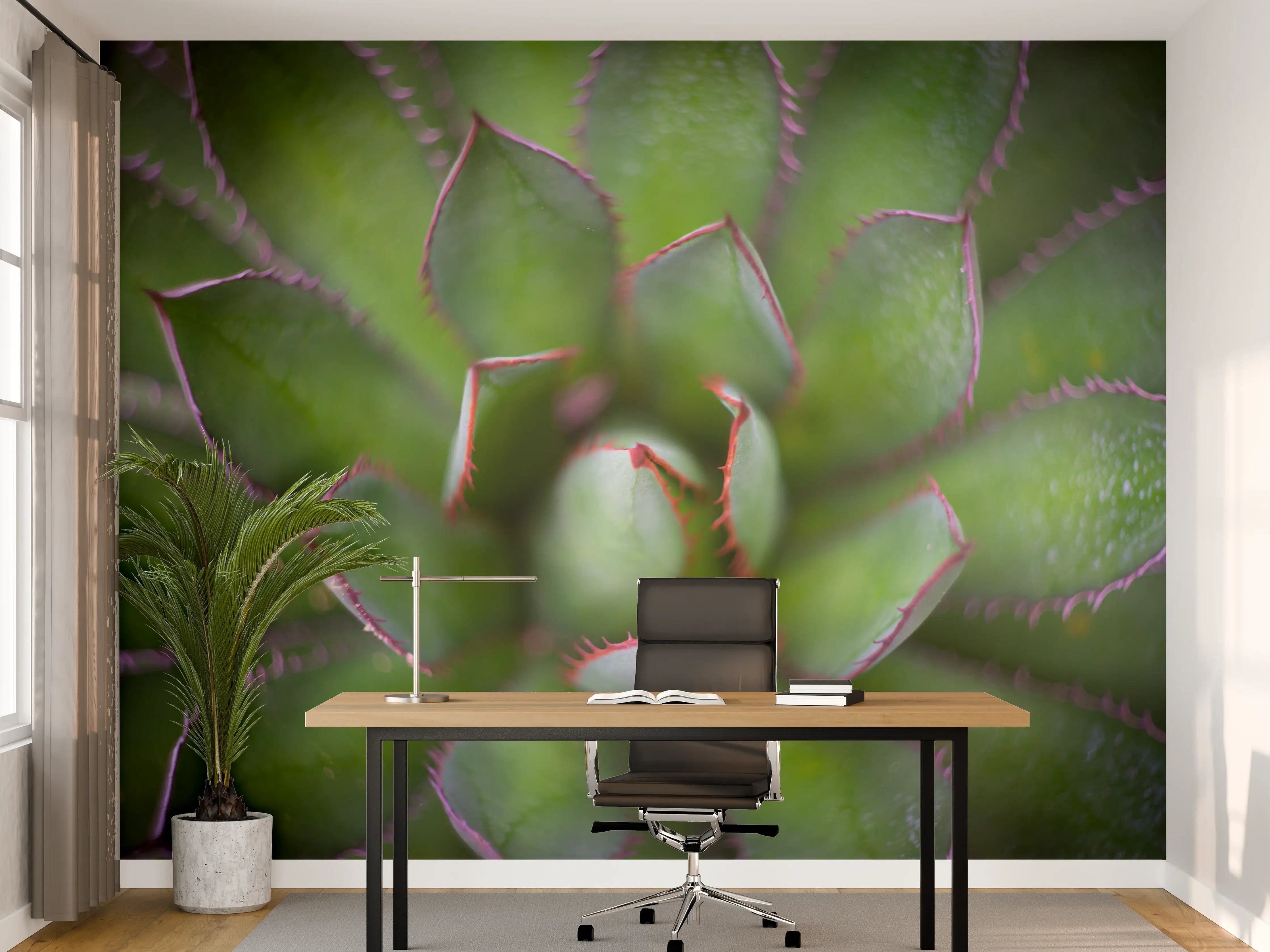 Büro Wandgestaltung - Detailreiche Grüne Agave Pflanze