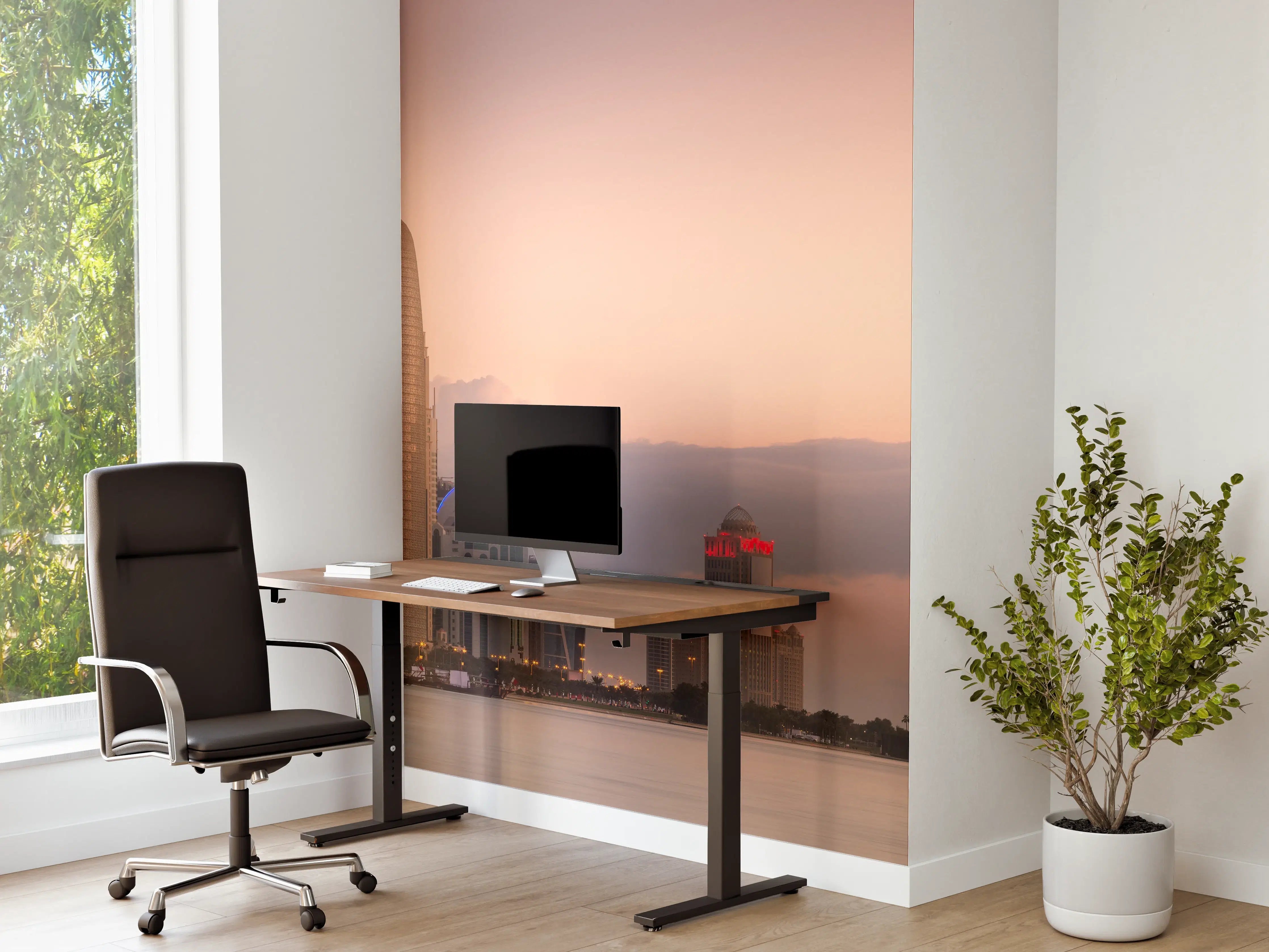 Büro Wandgestaltung - Die Skyline von West Bay und Doha City