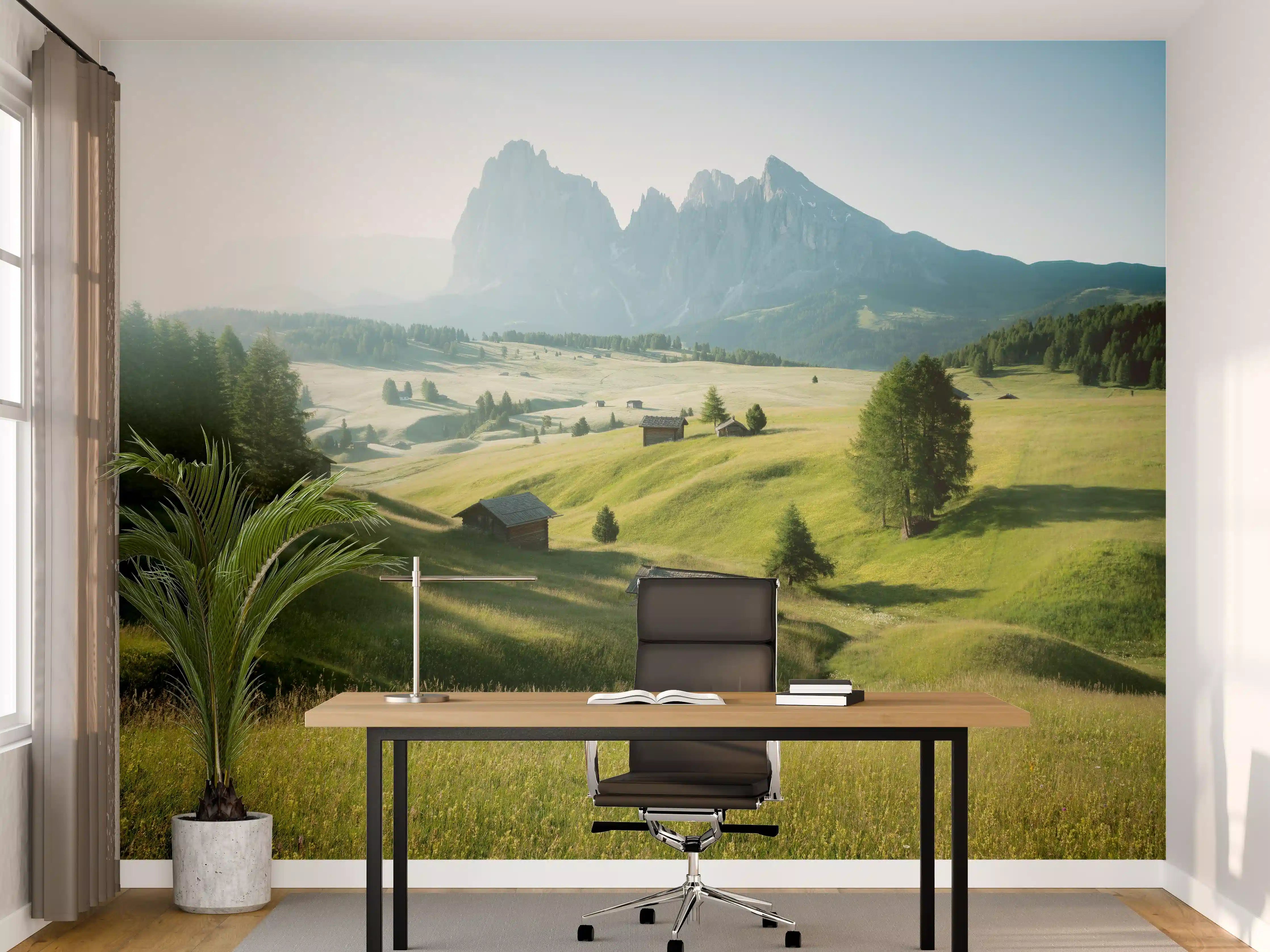 Büro Wandgestaltung - Dolomiten Berglandschaft auf der Seiser Alm