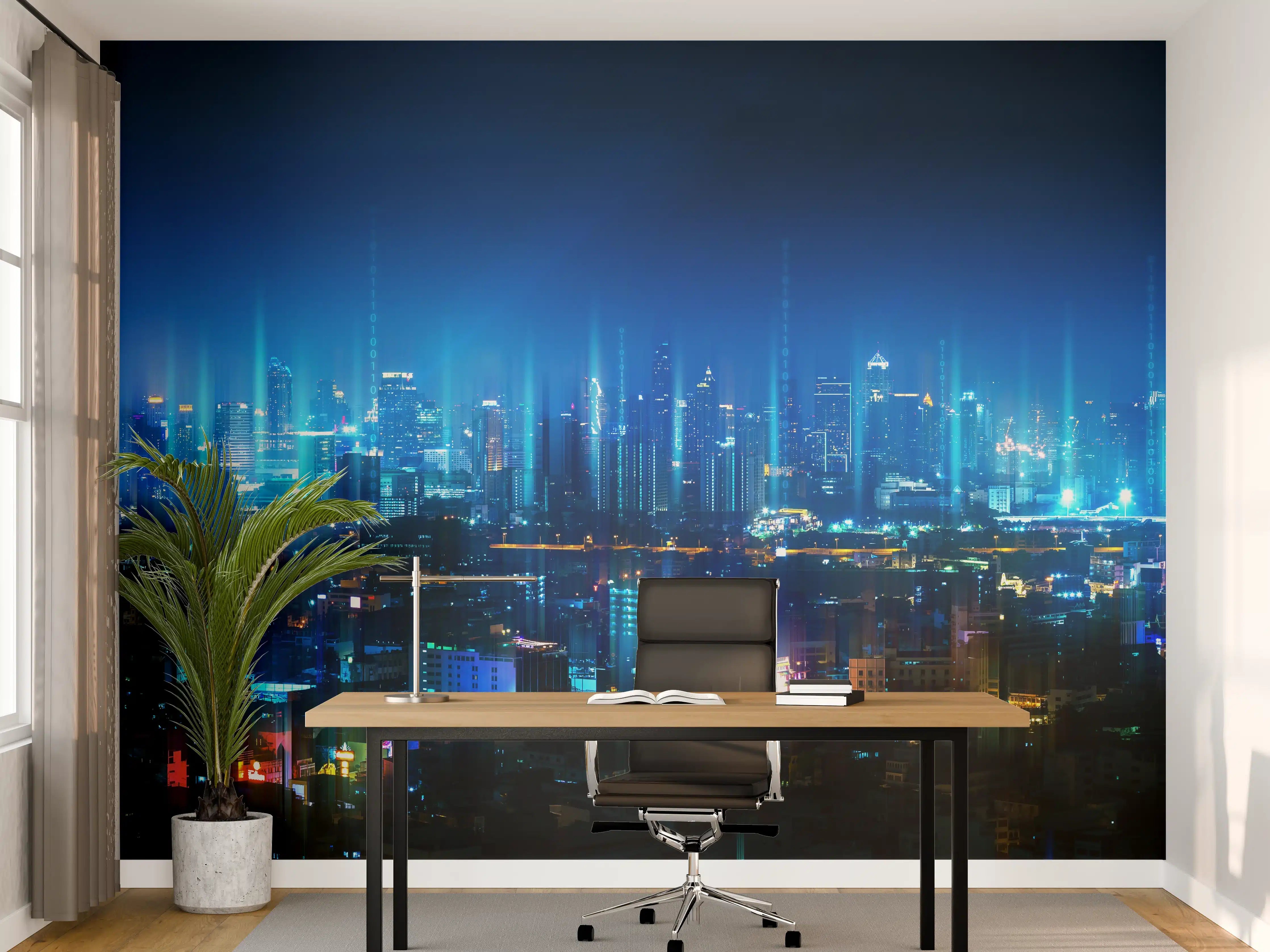 Büro Wandgestaltung - Drahtloses Netzwerk und Verbindung Stadt