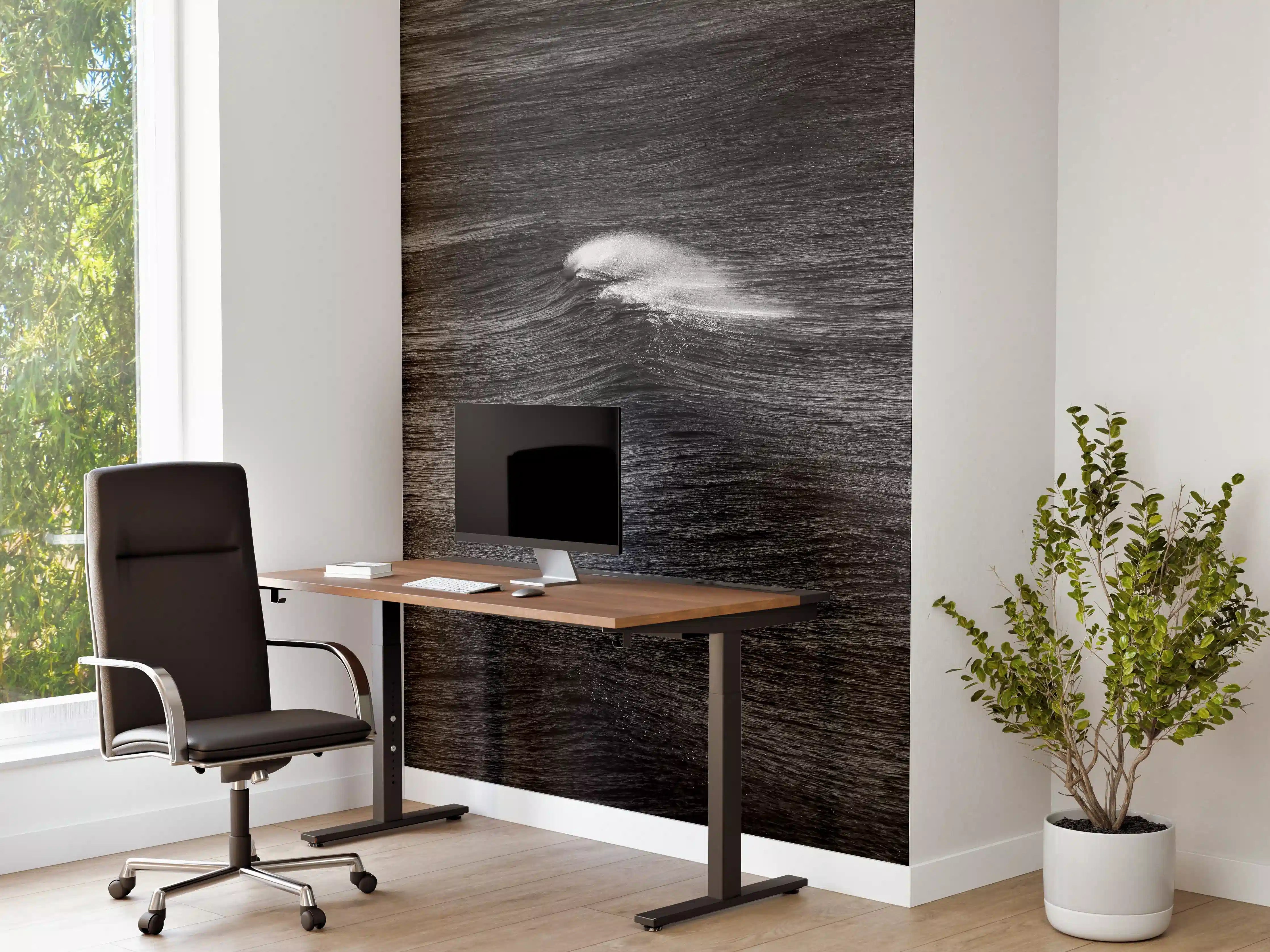 Büro Wandgestaltung - Dramatisches Meer in Schwarzweiß