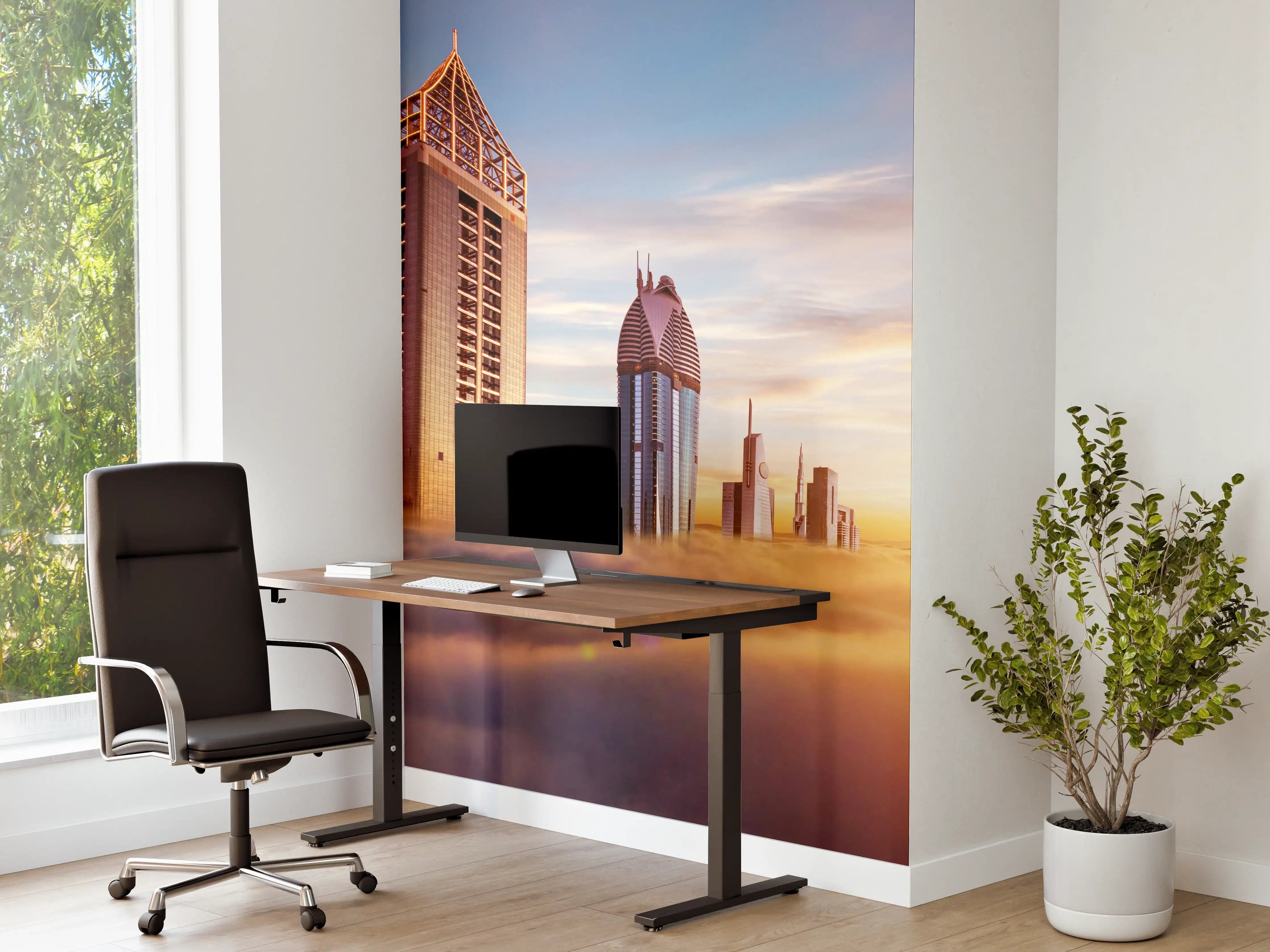 Büro Wandgestaltung - Dubai Wolkenkratzer über den Wolken bei Sonnenaufgang