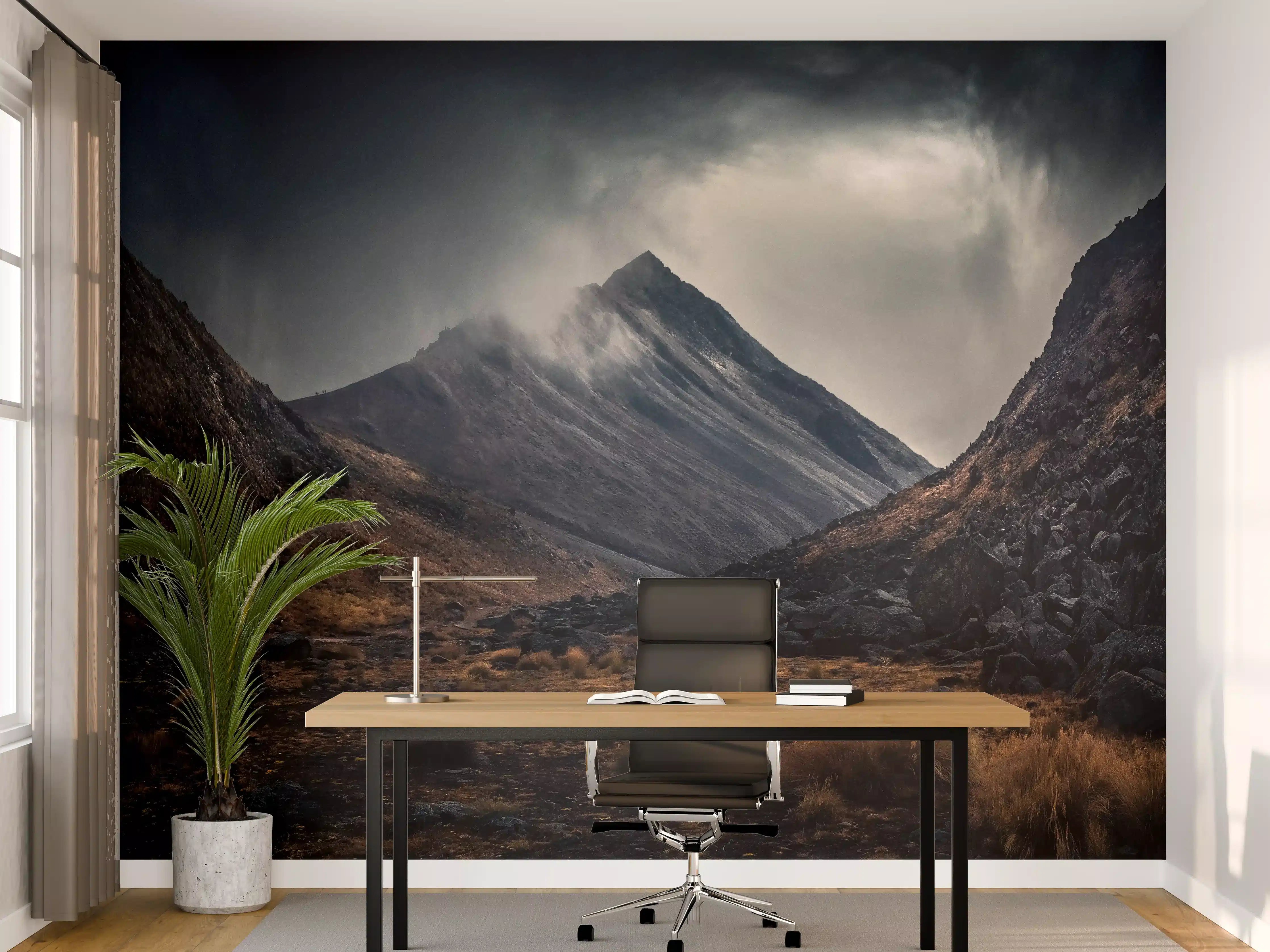 Büro Wandgestaltung - Düstere Berglandschaft Naturdrama