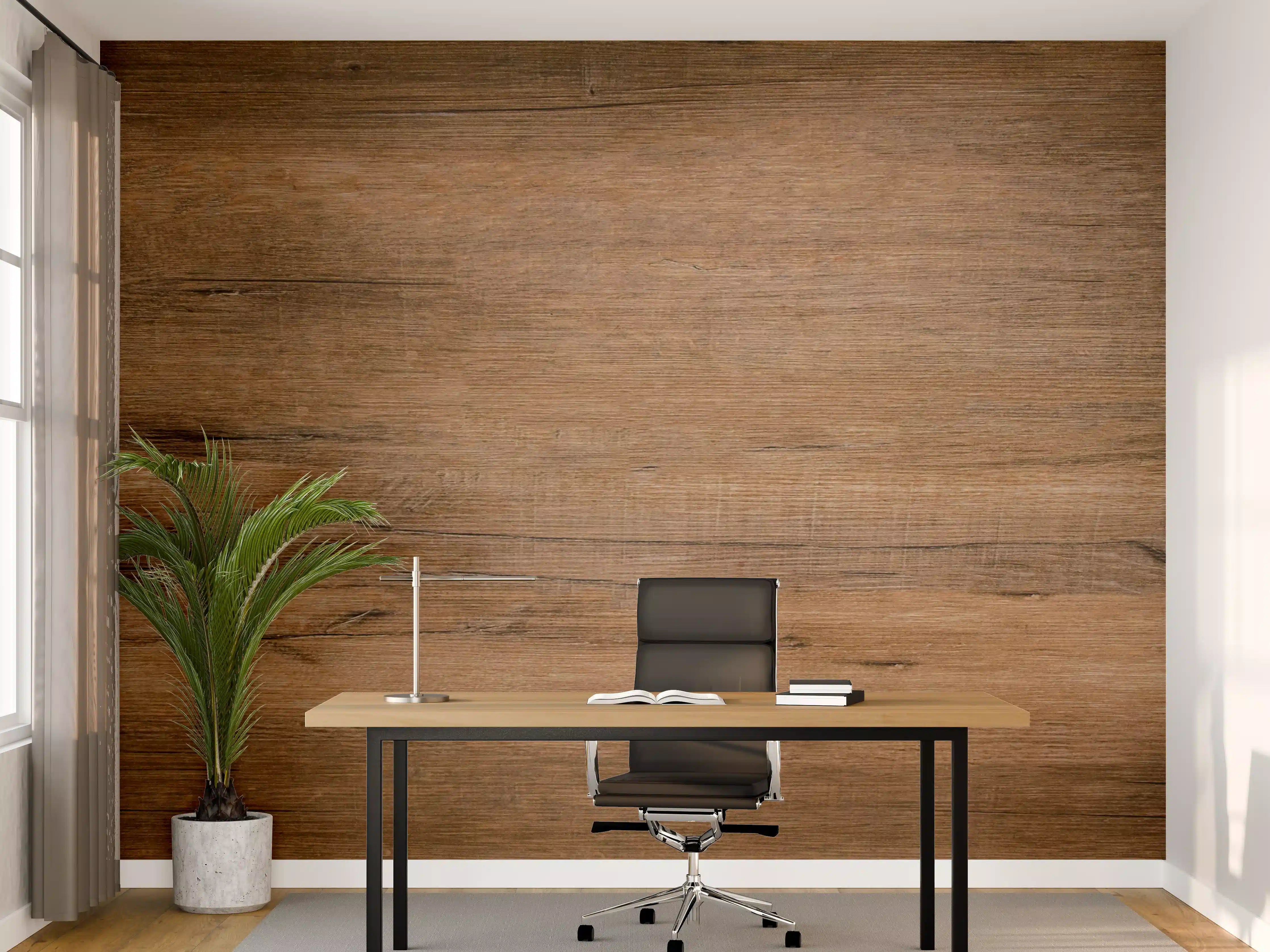 Büro Wandgestaltung - Dunkelbraune Holzplatte