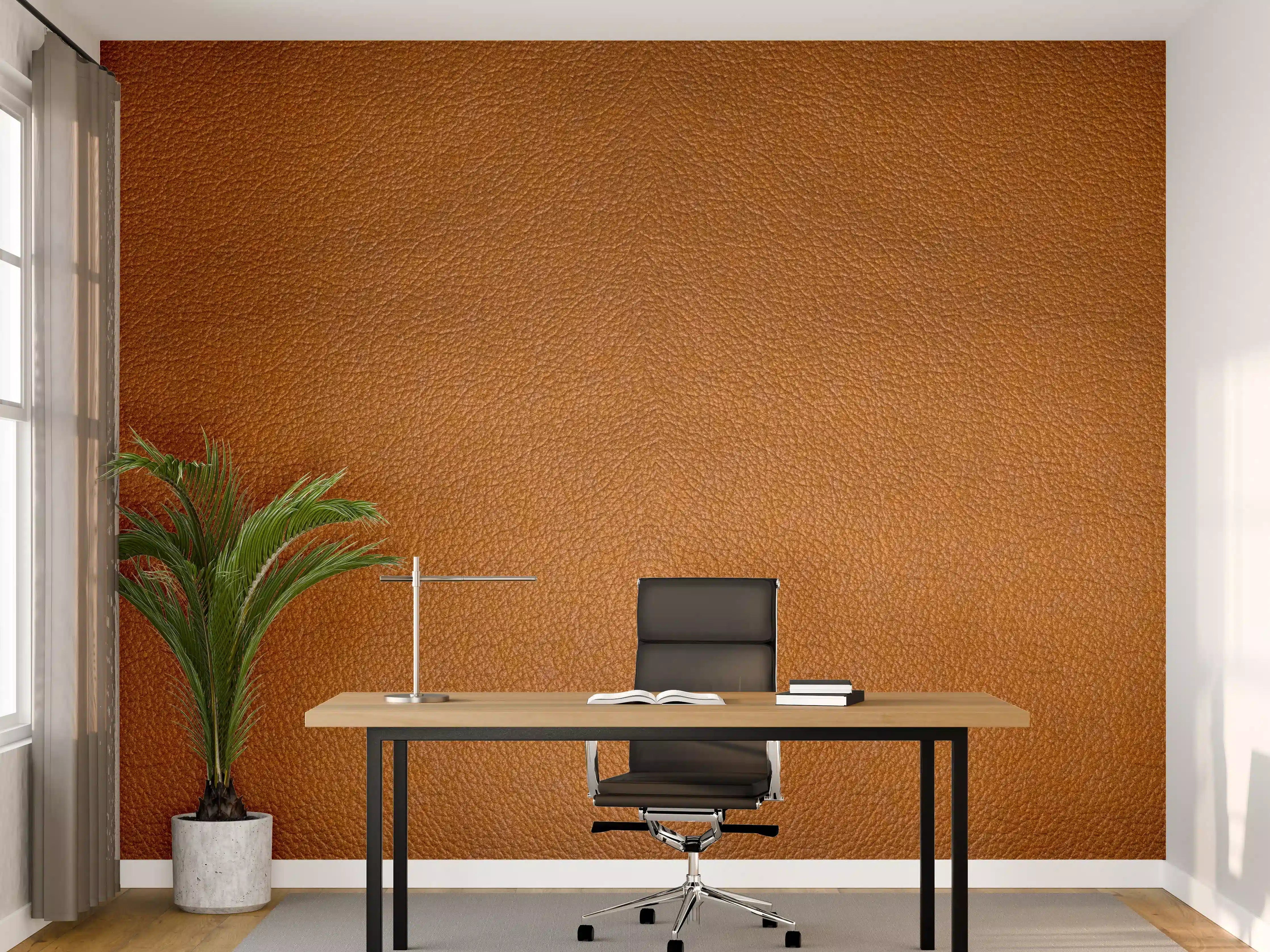 Büro Wandgestaltung - Dunkelbraune Leder Textur