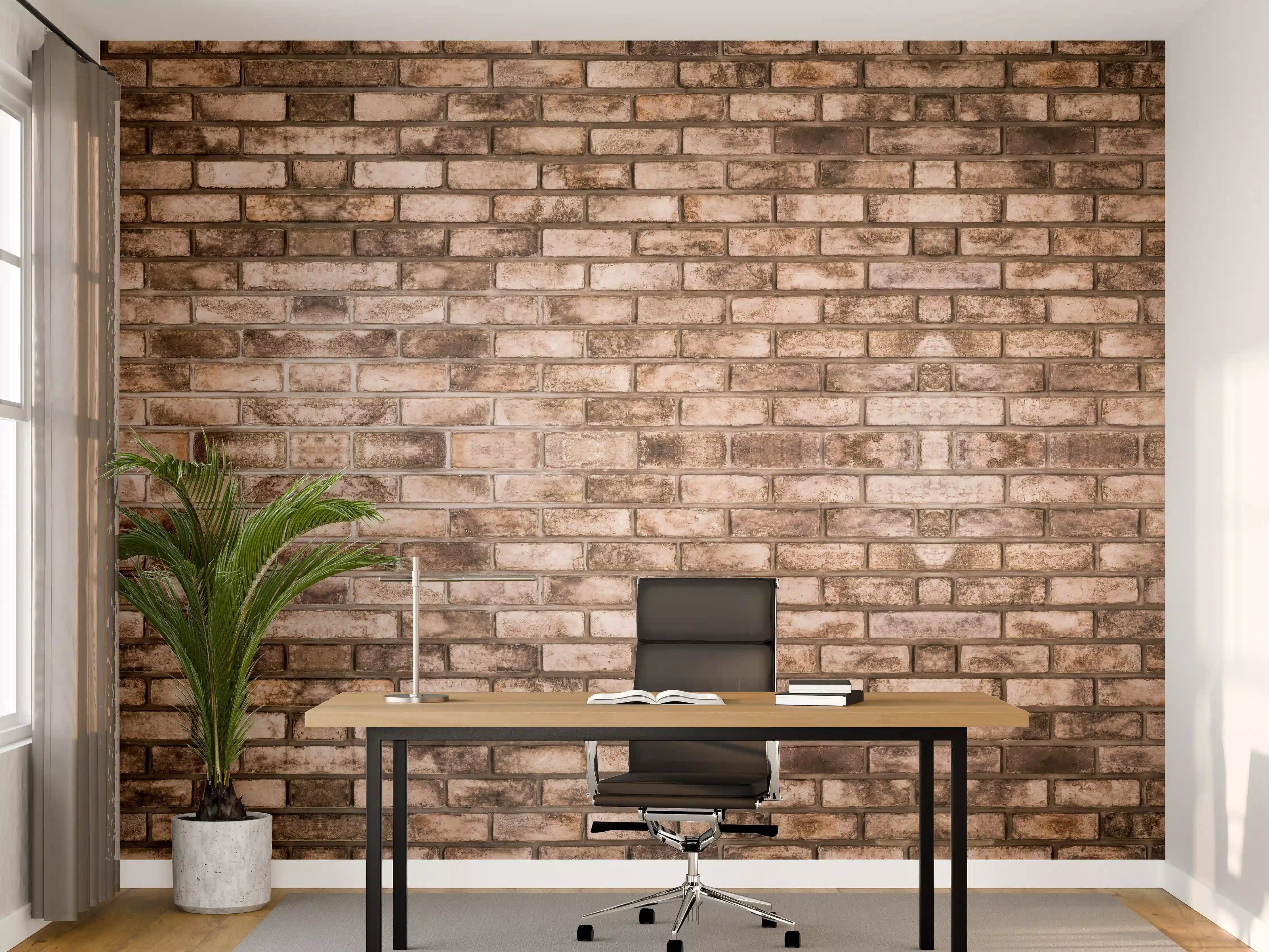 Büro Wandgestaltung - Dunkelbraune Steinmauer