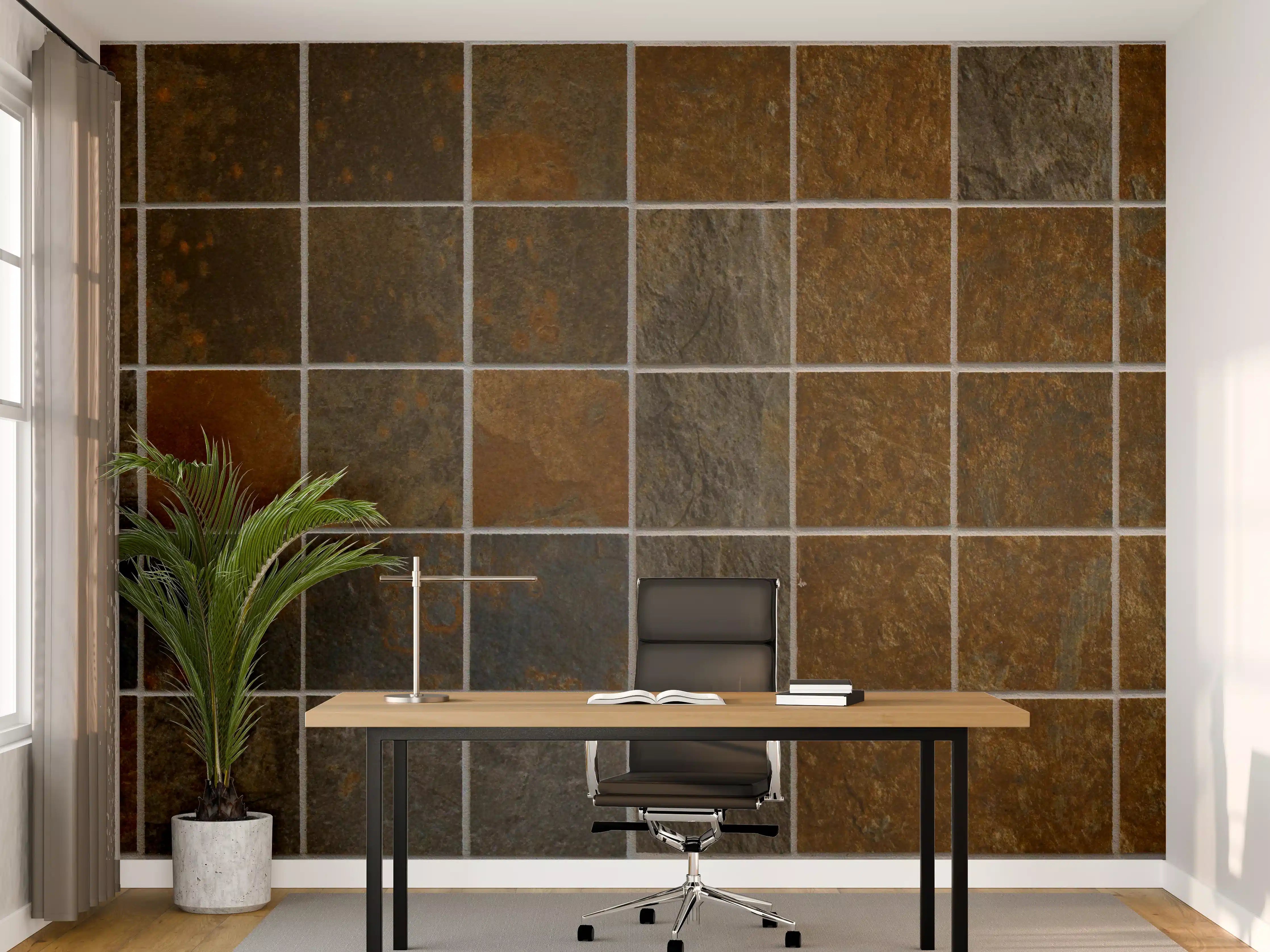 Büro Wandgestaltung - Dunkelbraune Vintage Fliesen